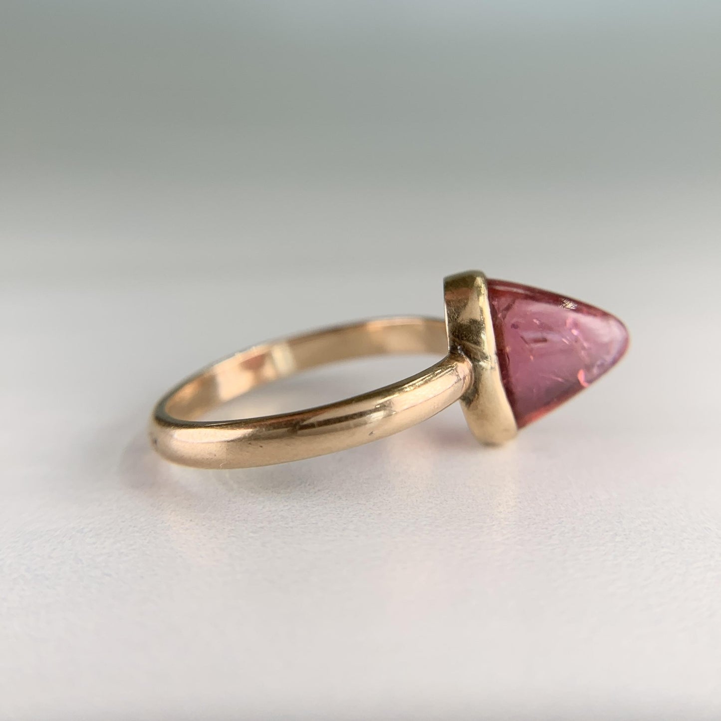 Antique 1910 Soviet Bullet Cut Tourmaline Ring 13k Yellow Gold