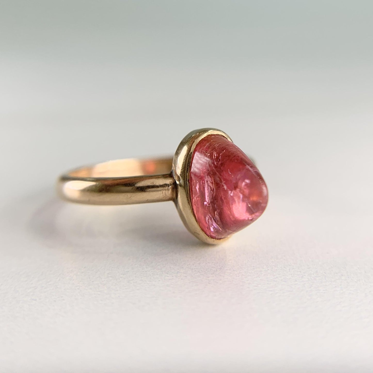 Antique 1910 Soviet Bullet Cut Tourmaline Ring 13k Yellow Gold