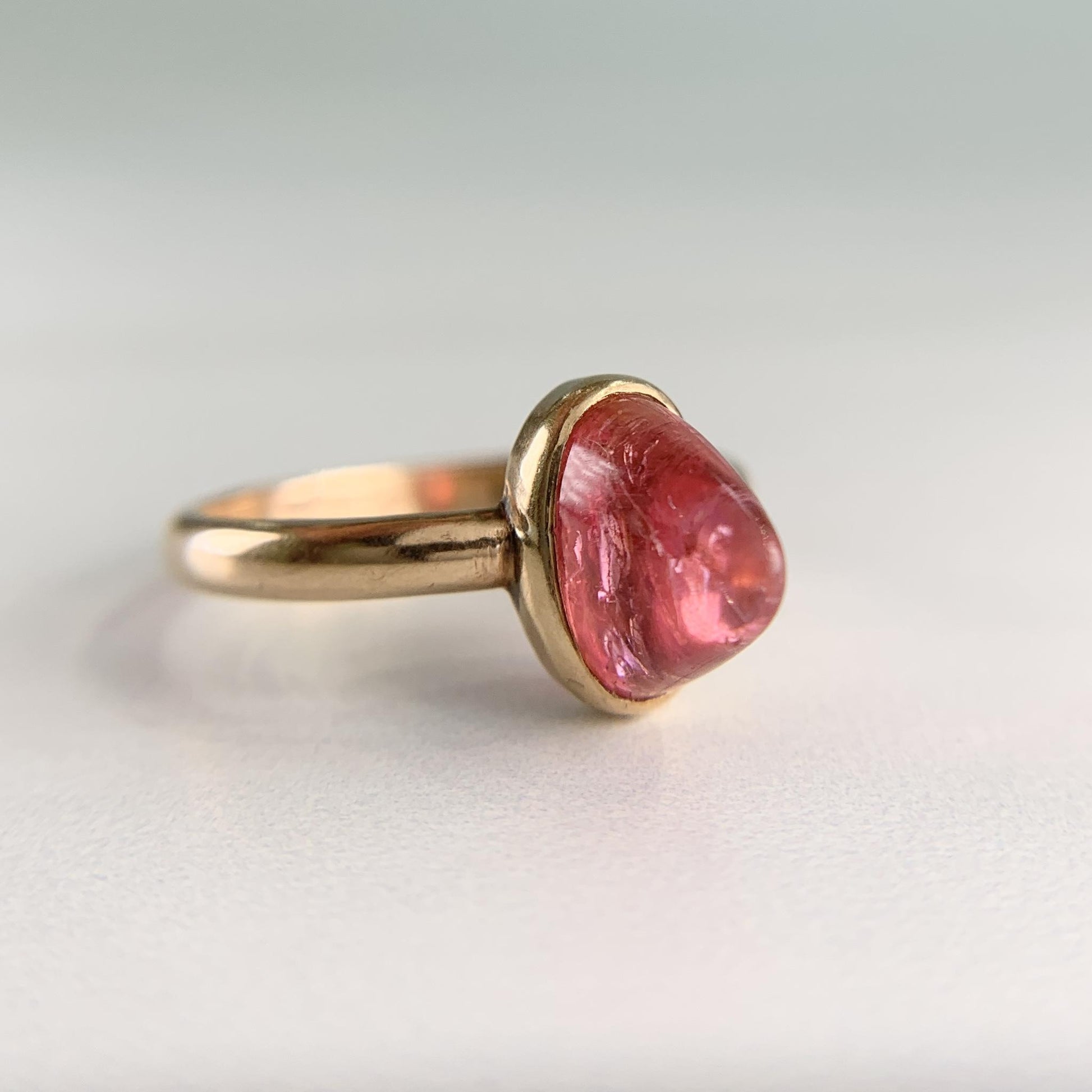 Antique 1910 Soviet Bullet Cut Tourmaline Ring 13k Yellow Gold