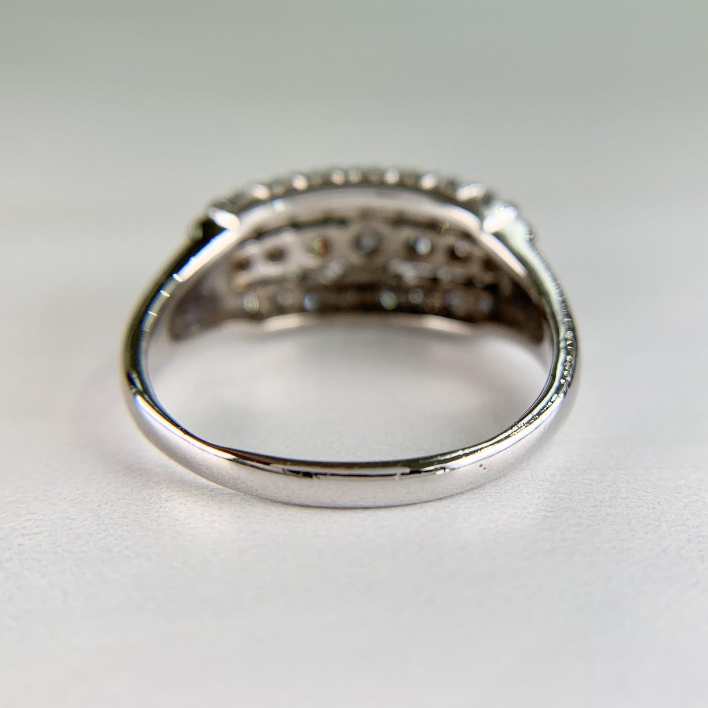 Vintage 1950's 3 Row Diamond Band Ring 14k White Gold