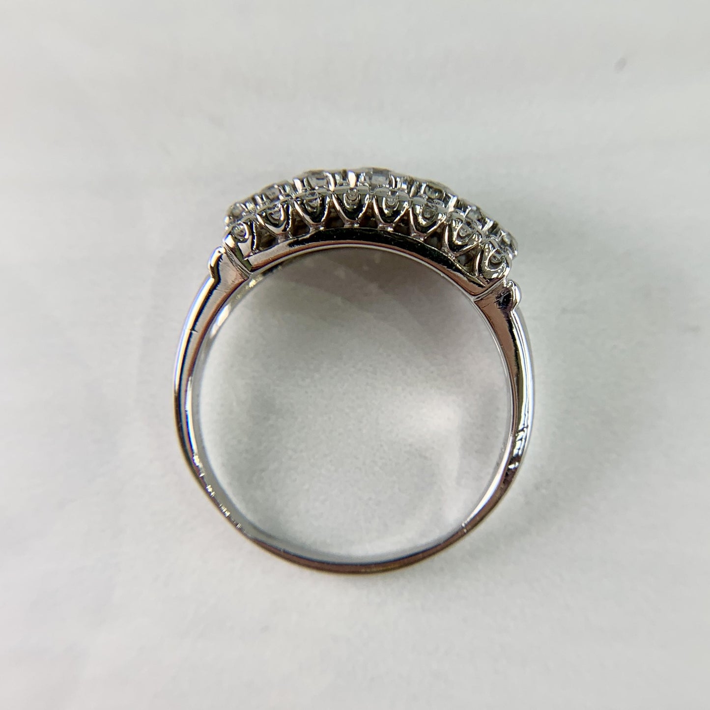 Vintage 1950's 3 Row Diamond Band Ring 14k White Gold