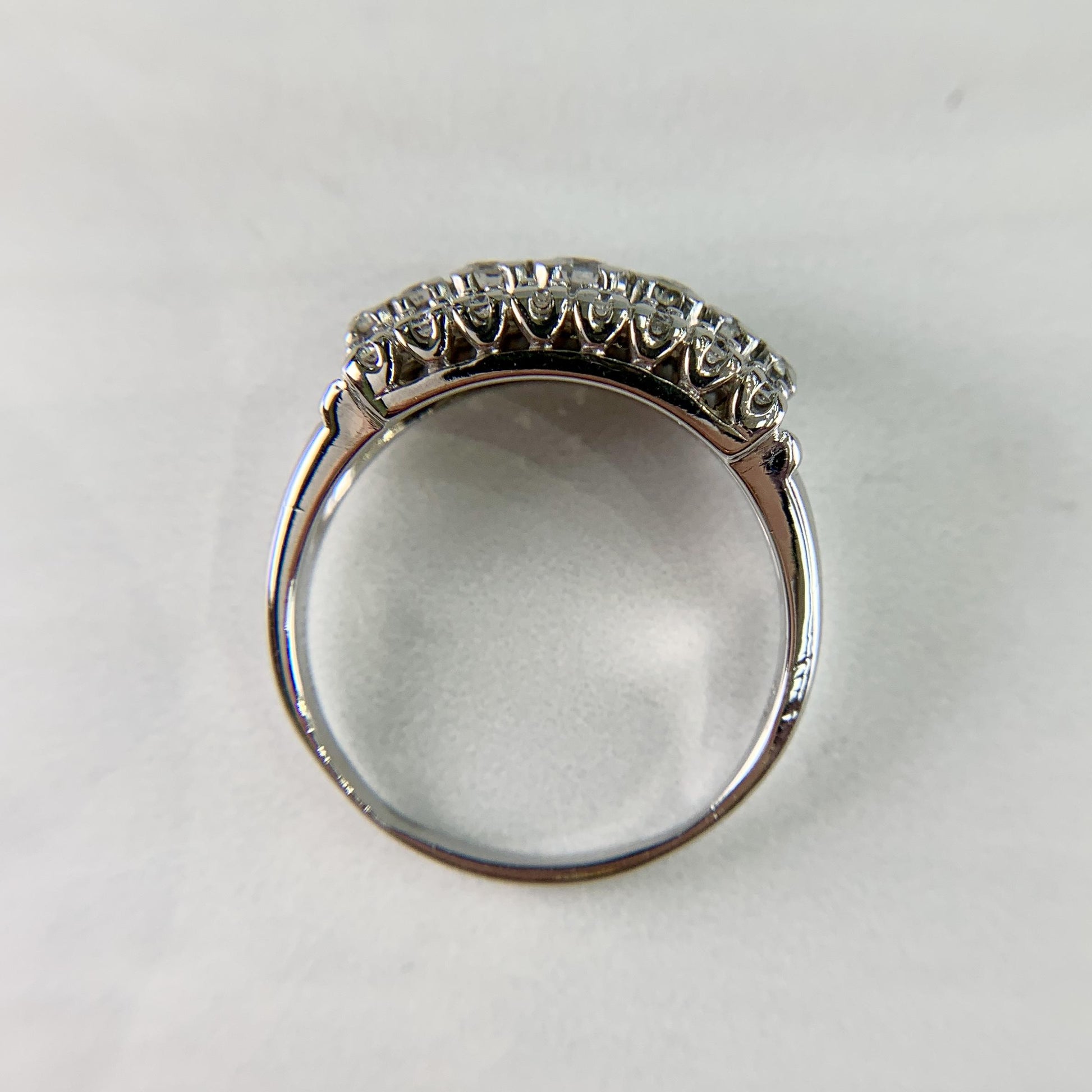 Vintage 1950's 3 Row Diamond Band Ring 14k White Gold