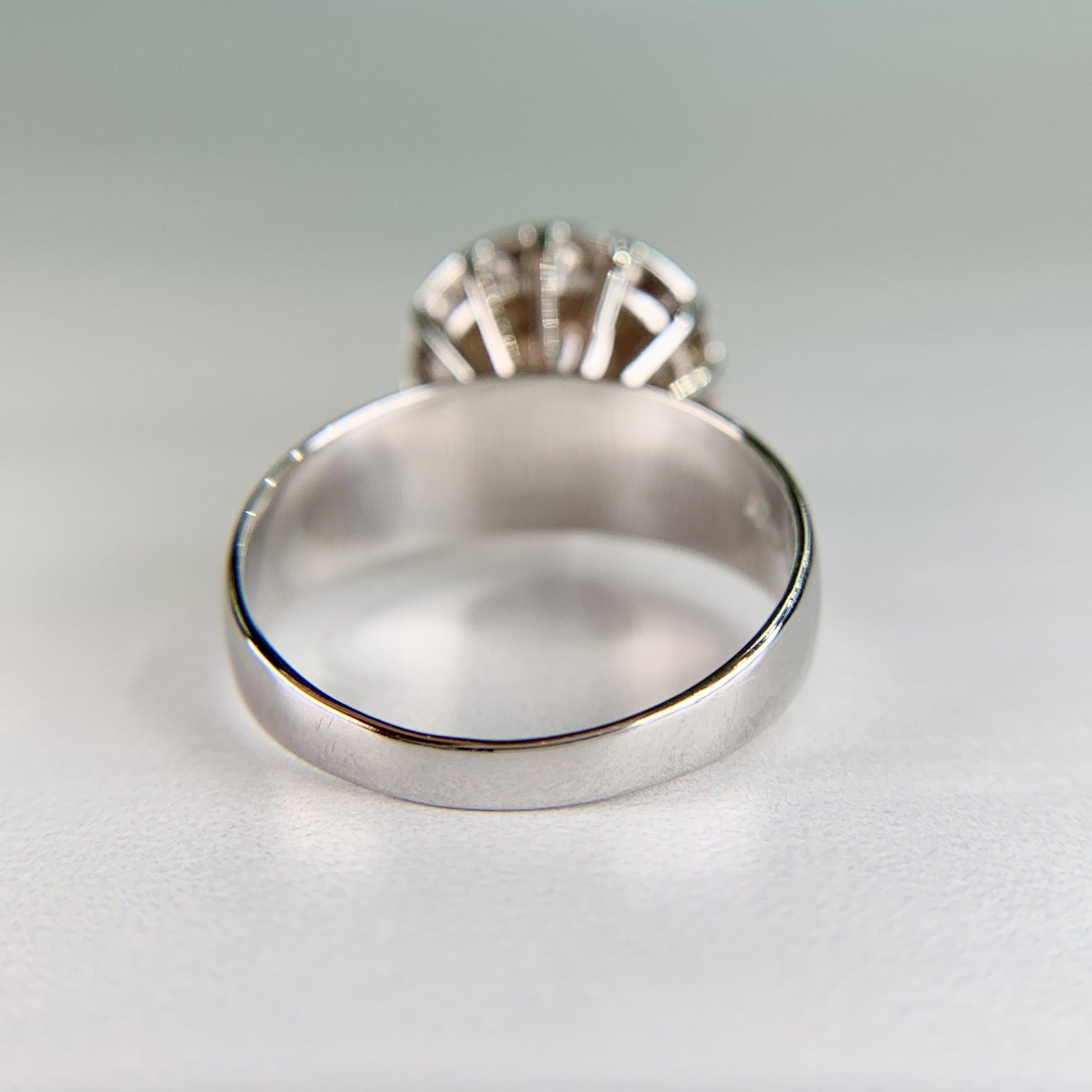 1980's Diamond Pave Cluster Ring 14k White Gold