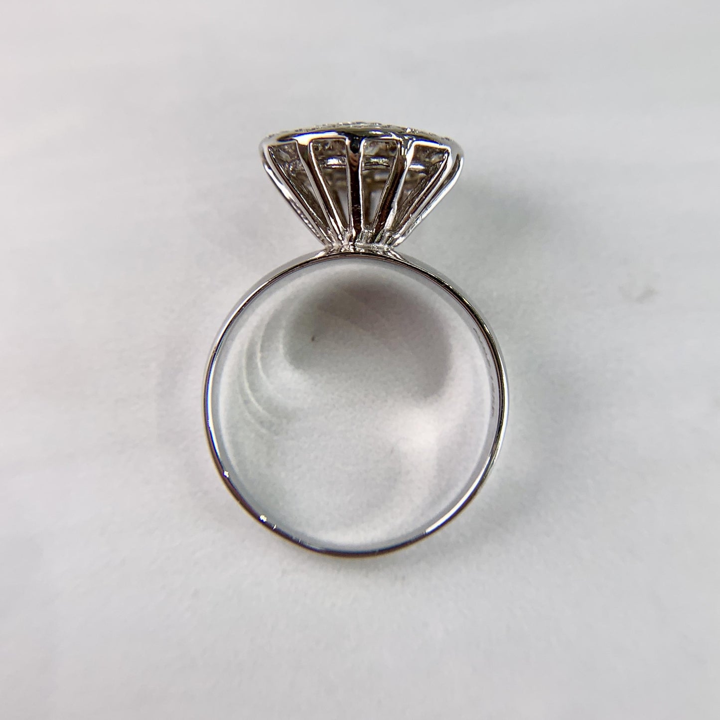 1980's Diamond Pave Cluster Ring 14k White Gold