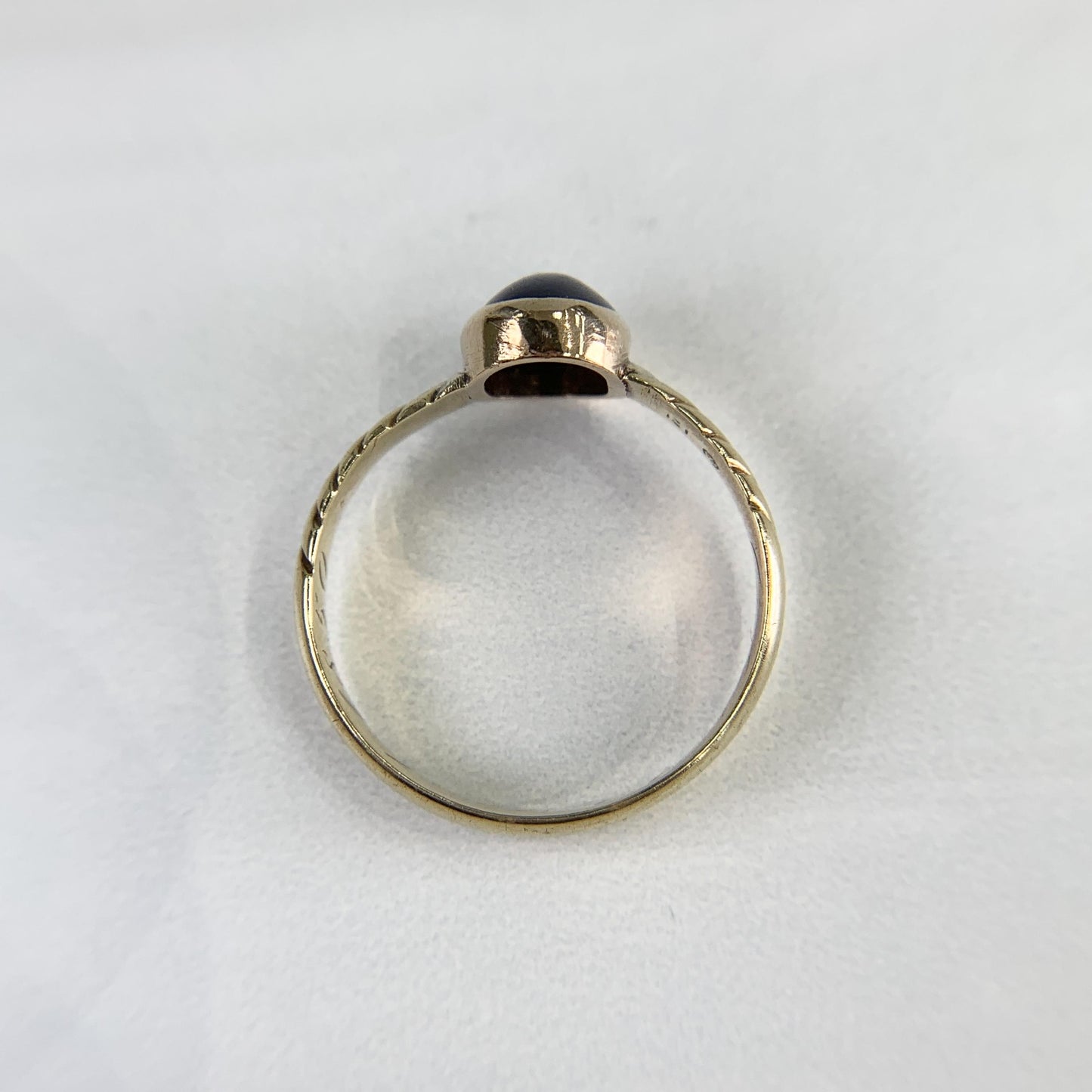 Antique Victorian 1850 Unheated Sapphire Cabochon Ring 18k/14k