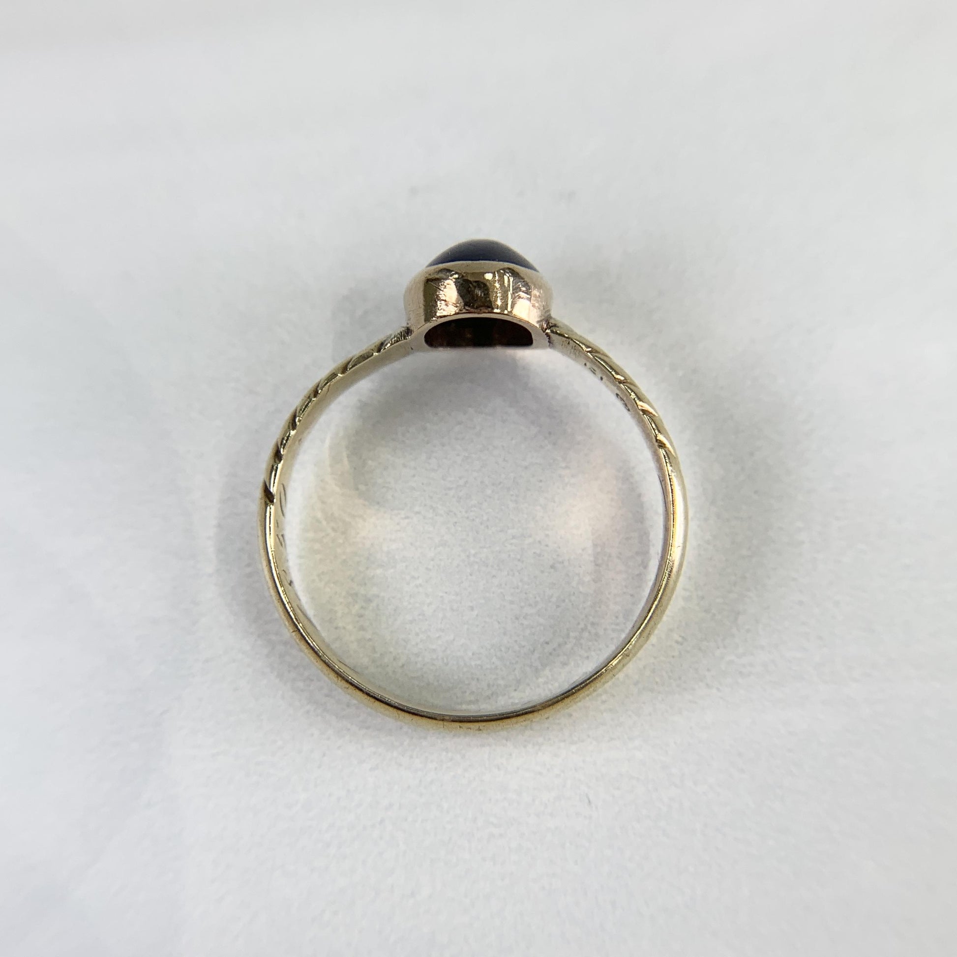 Antique Victorian 1850 Unheated Sapphire Cabochon Ring 18k/14k