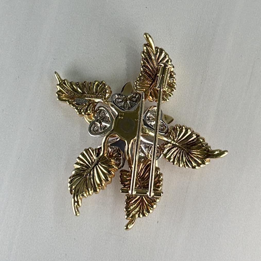 Tiffany & Co. Schlumberger Fern Leaf Diamond Brooch 18k Yellow Gold/Platinum