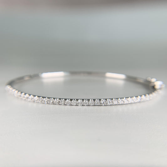 Diamond Half Bangle Bracelet 14k White Gold