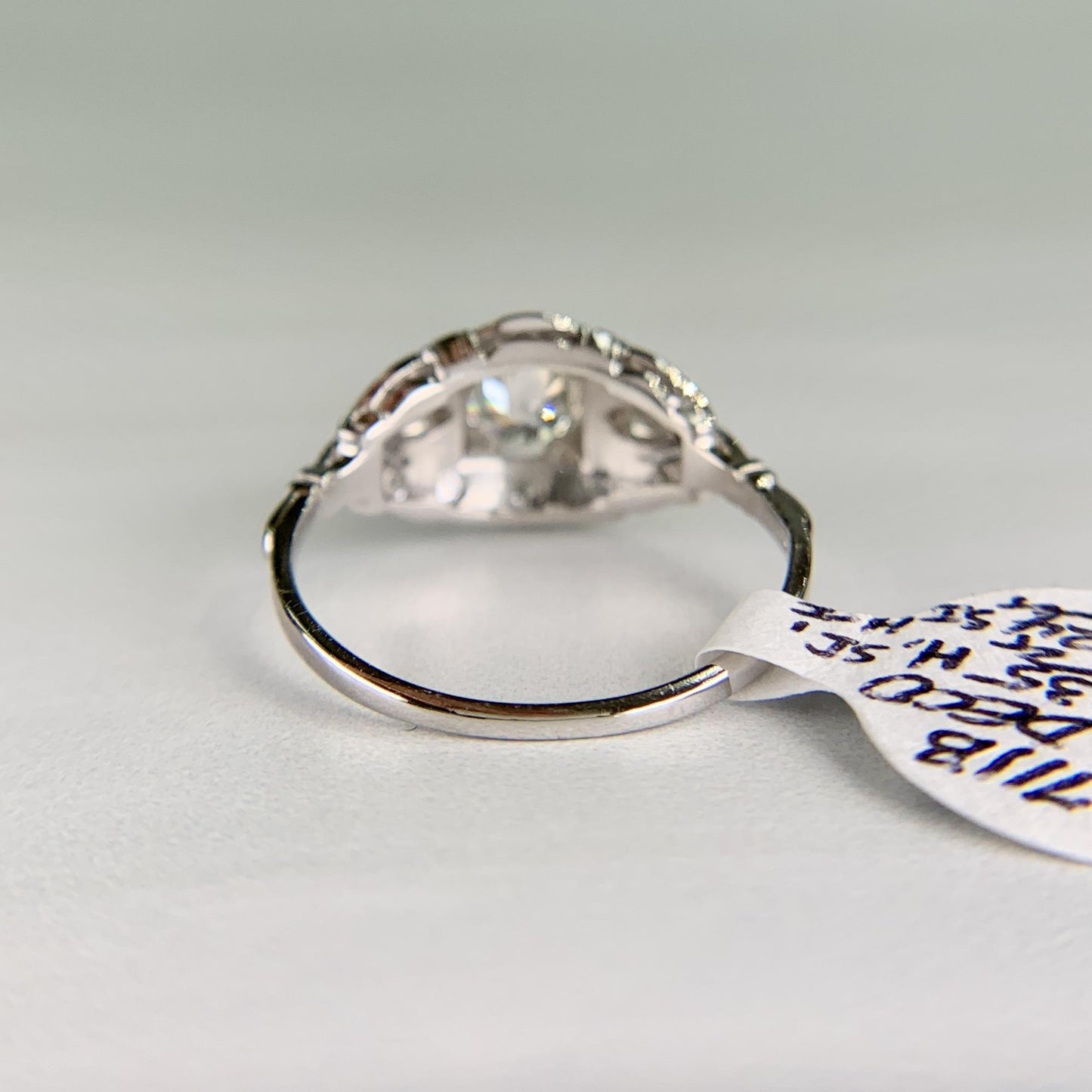 Antique 1930's Art Deco Old European Cut Diamond Harness Ring Platinum