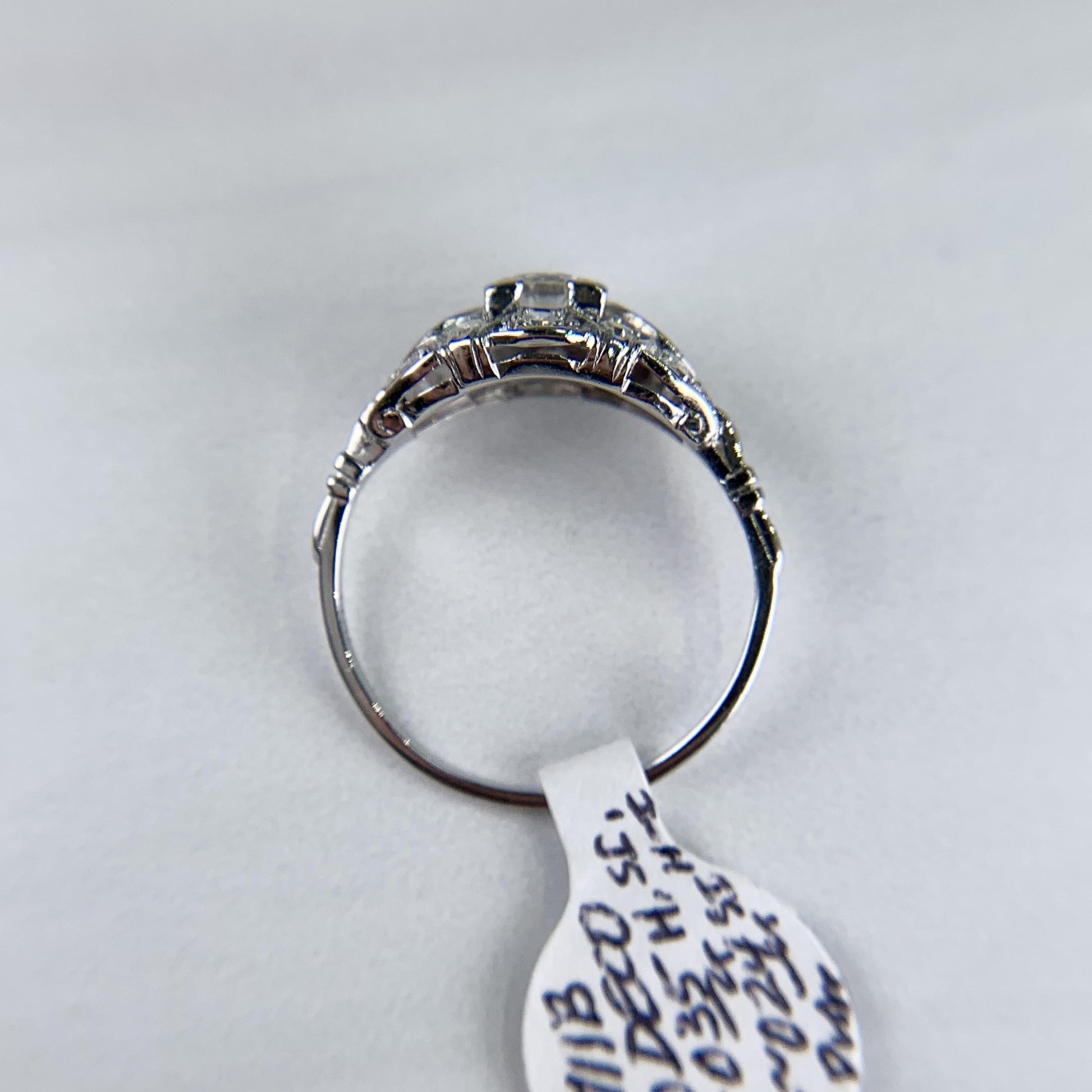 Antique 1930's Art Deco Old European Cut Diamond Harness Ring Platinum