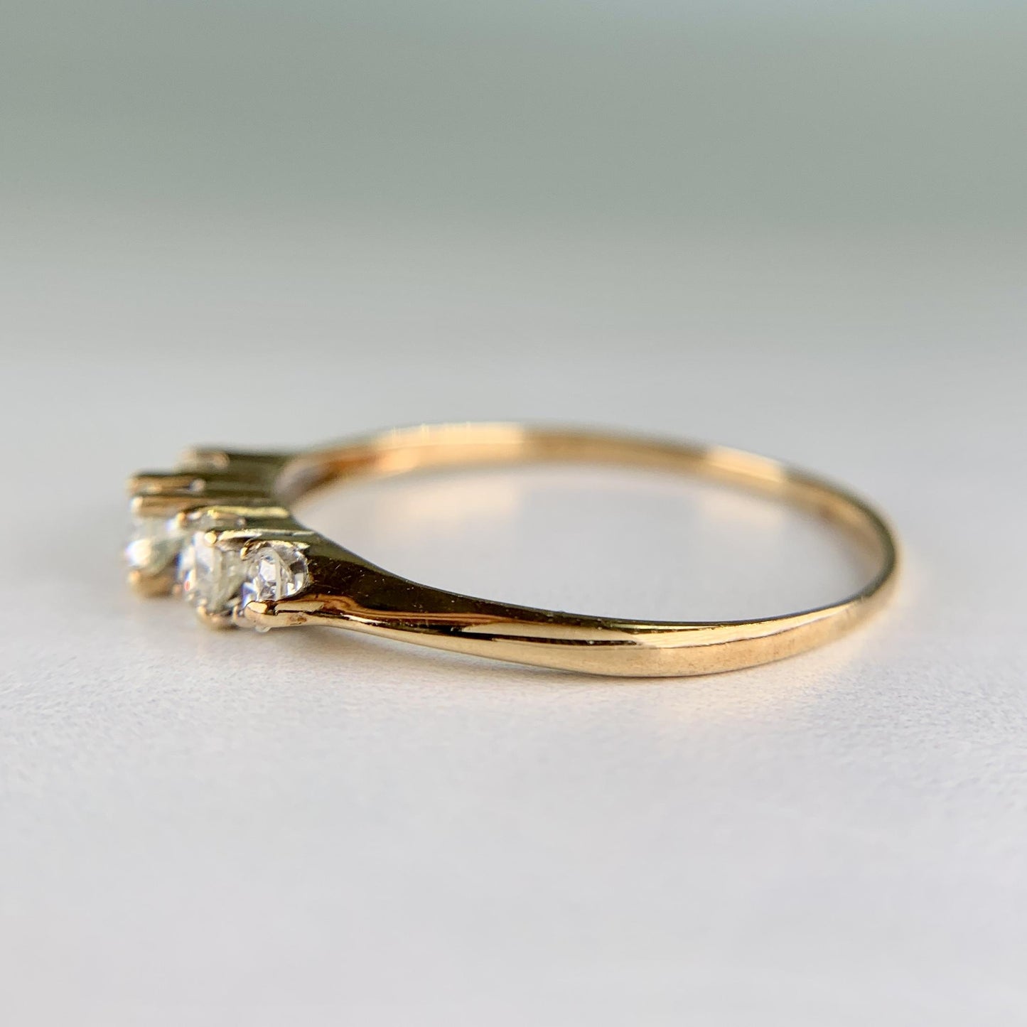 Vintage 5 Stone Diamond Band Ring 14k Yellow Gold