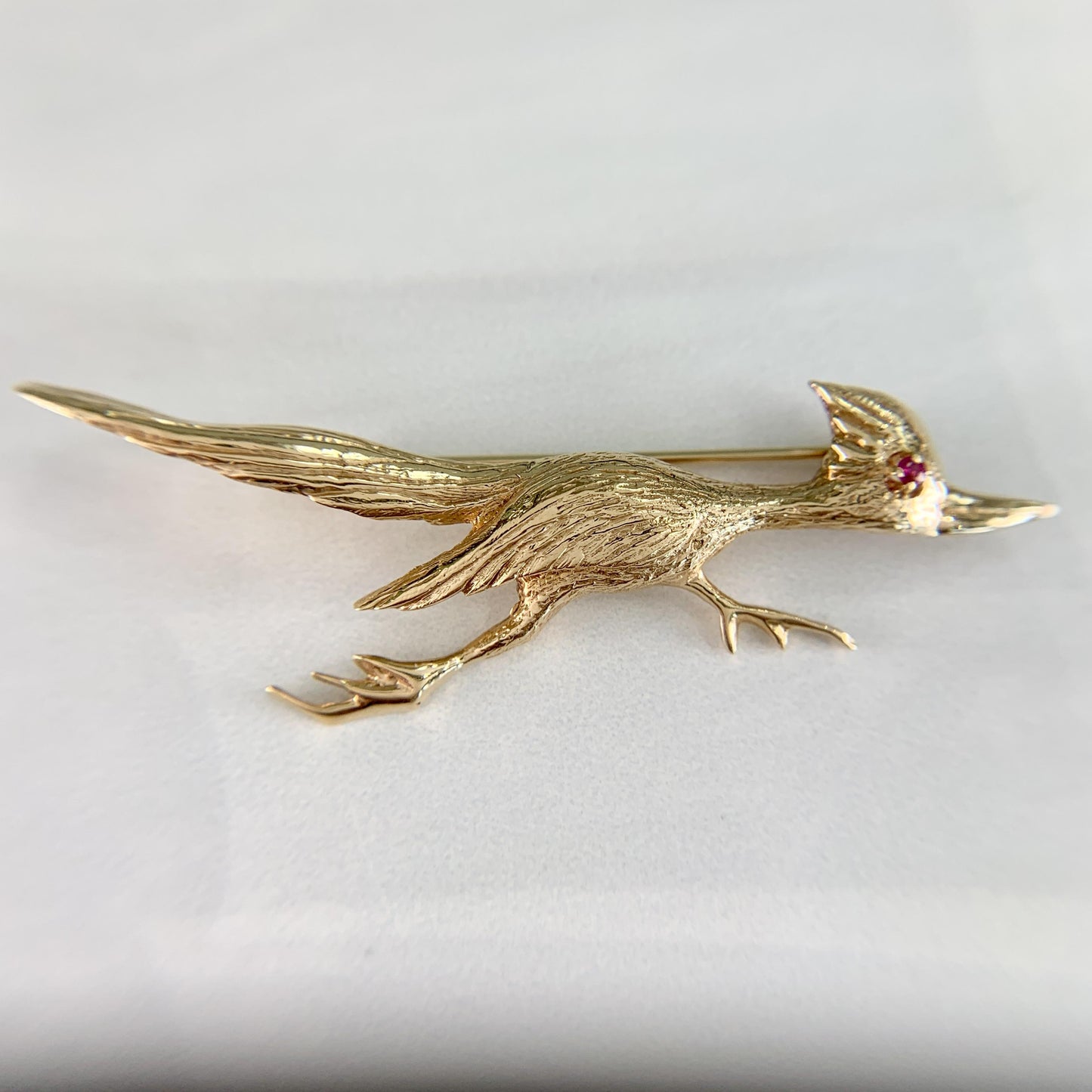 Vintage Larter & Sons Ruby Roadrunner Brooch