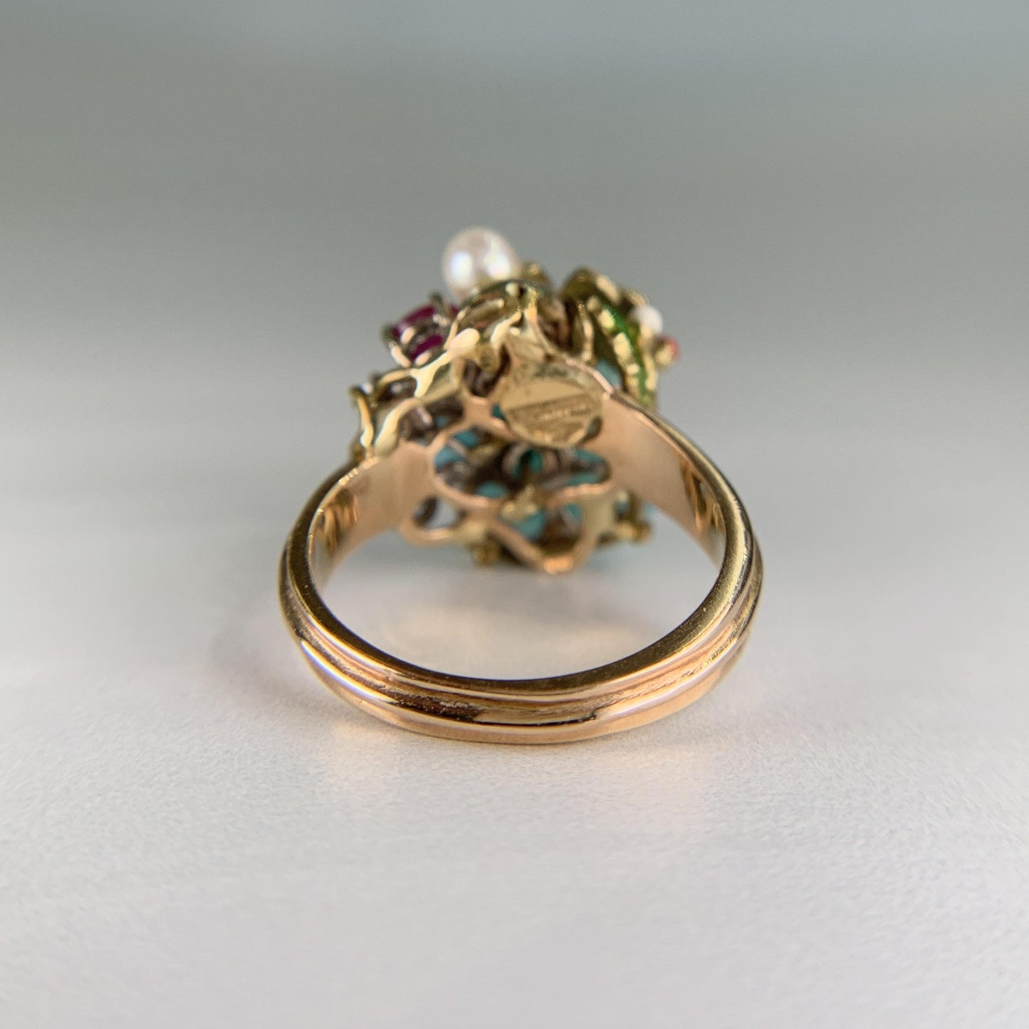 Santagostino Whimsical Floral Butterfly Gemstone Ring 18k Rose Gold