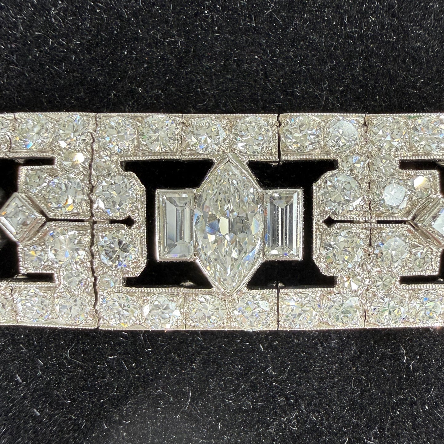 Art Deco Old Cut Diamond Statement Bracelet Platinum