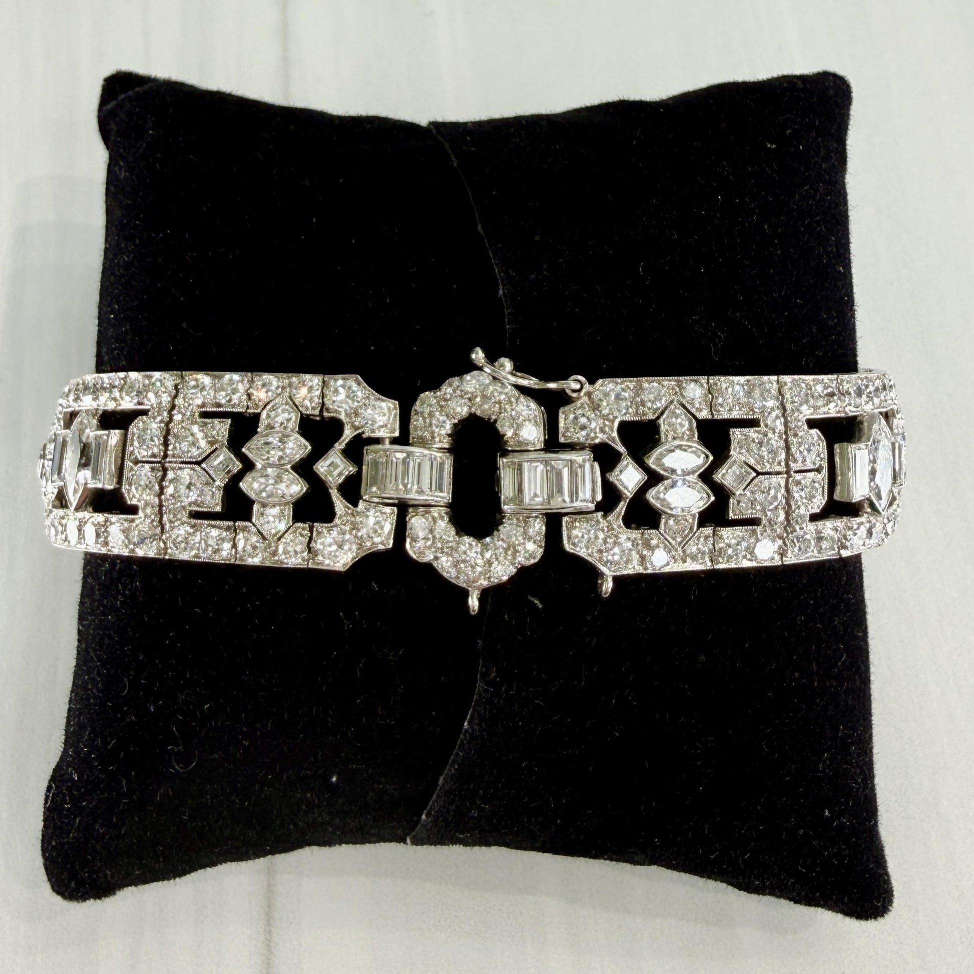 Art Deco Old Cut Diamond Statement Bracelet Platinum