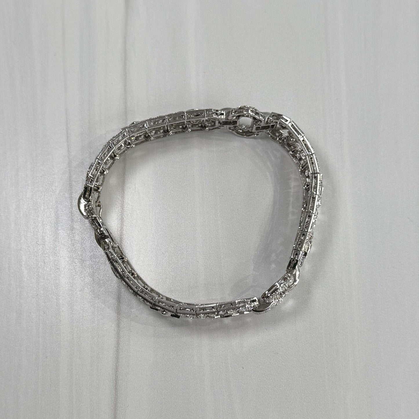 Art Deco Old Cut Diamond Statement Bracelet Platinum