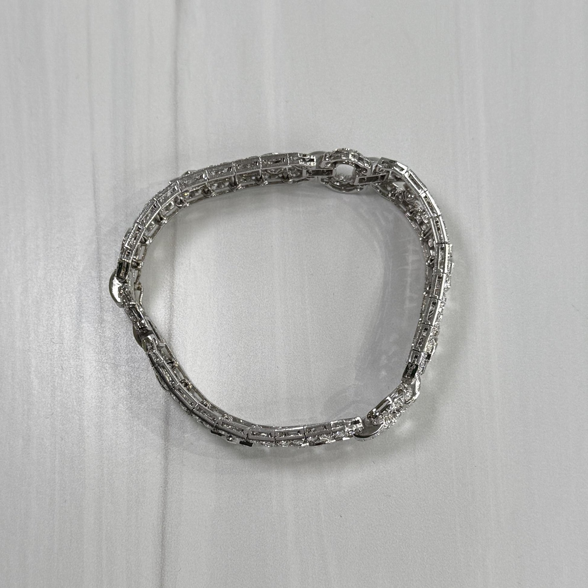 Art Deco Old Cut Diamond Statement Bracelet Platinum