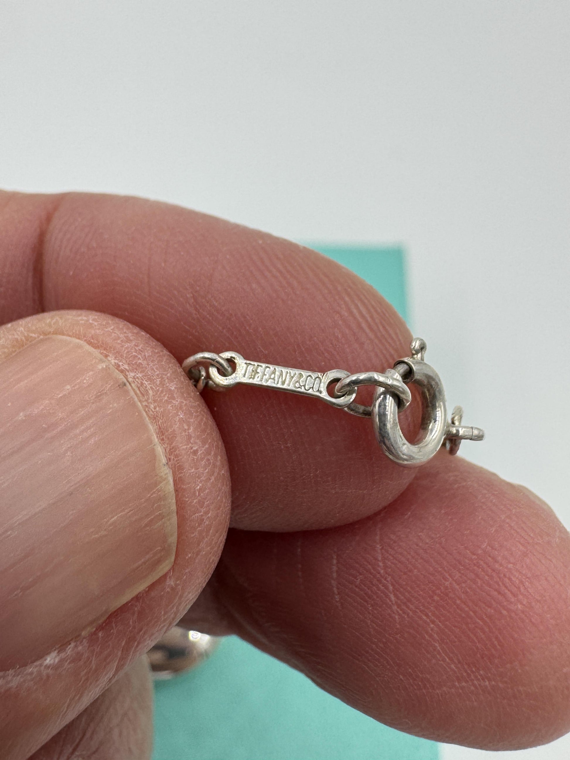 Tiffany & Co. Elsa Peretti Large 20mm Bean Pendant Necklace with Pouch and box