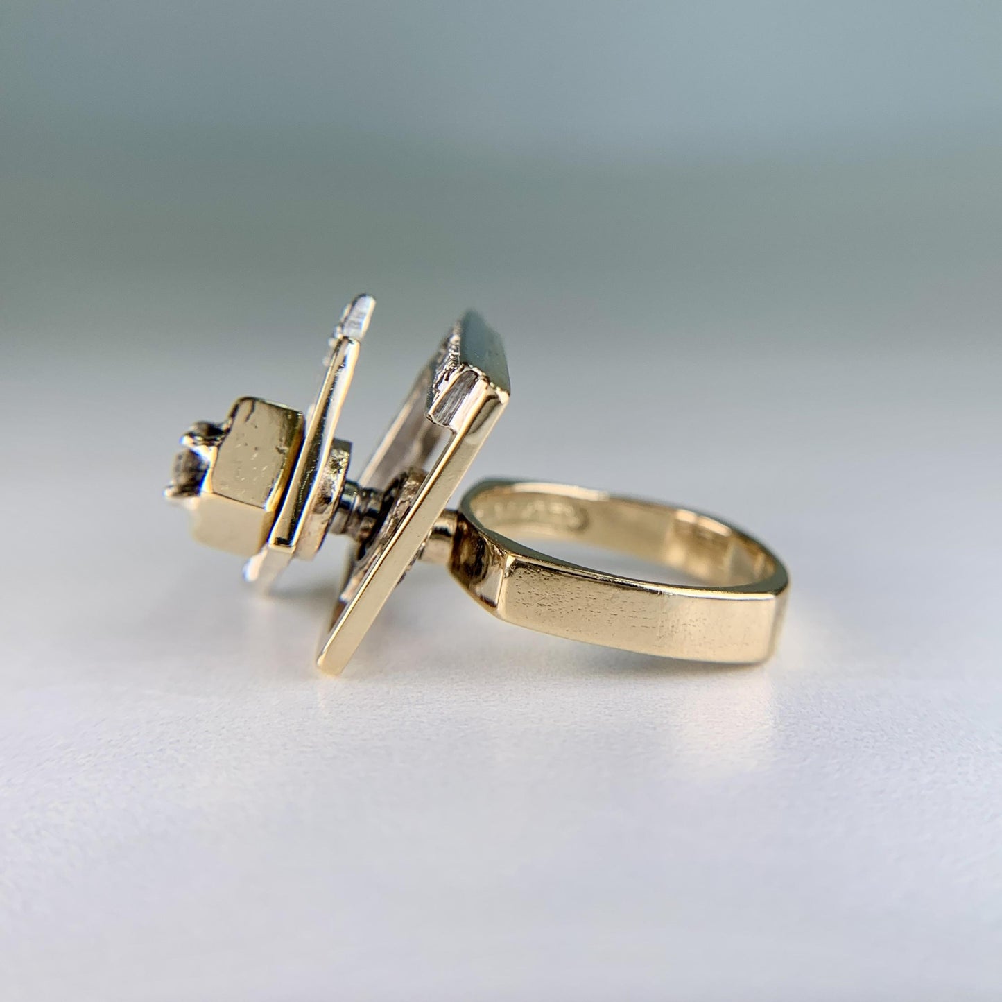 1975 Norman Teufel Kinetic Diamond Spinner Ring 14k Gold