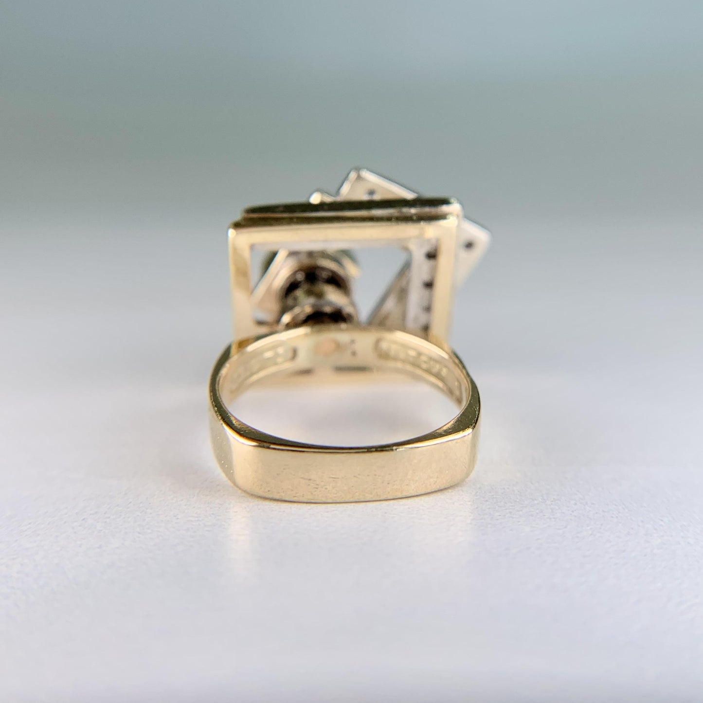 1975 Norman Teufel Kinetic Diamond Spinner Ring 14k Gold