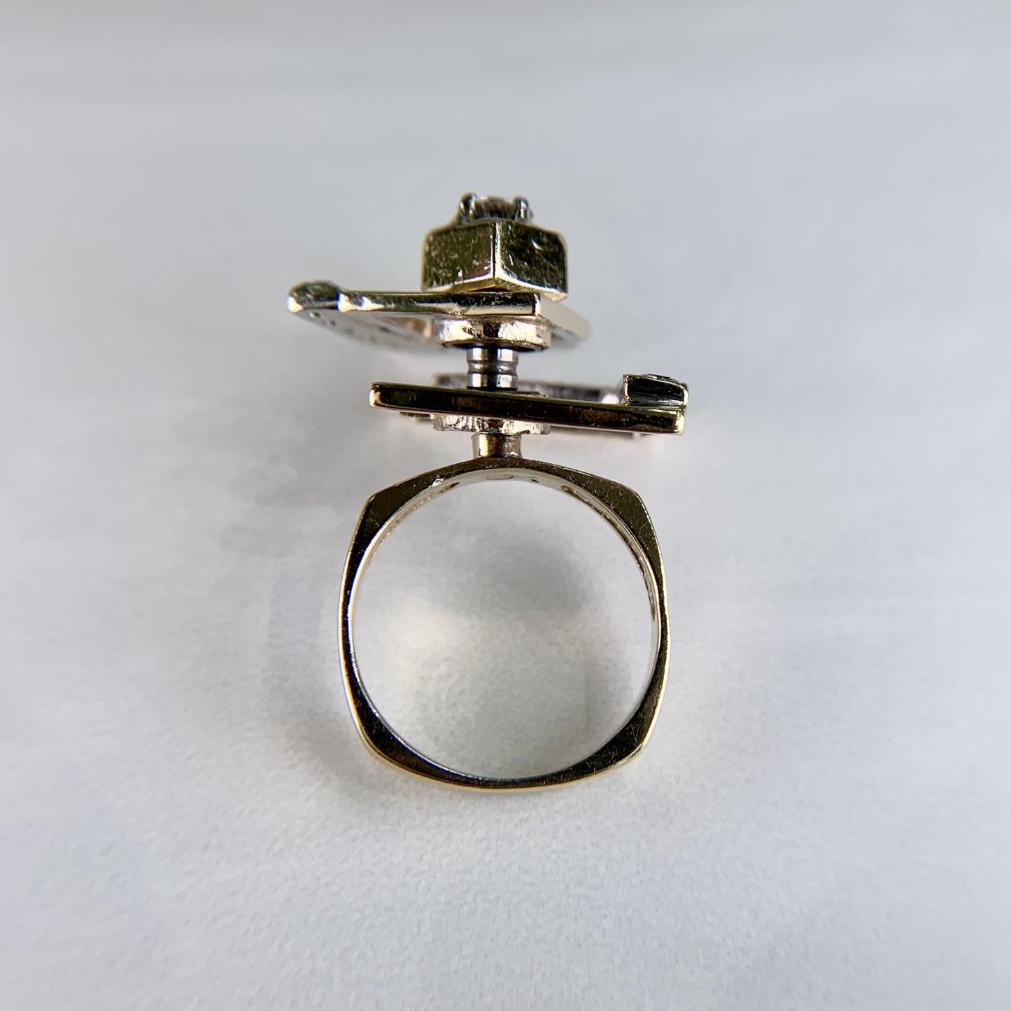 1975 Norman Teufel Kinetic Diamond Spinner Ring 14k Gold