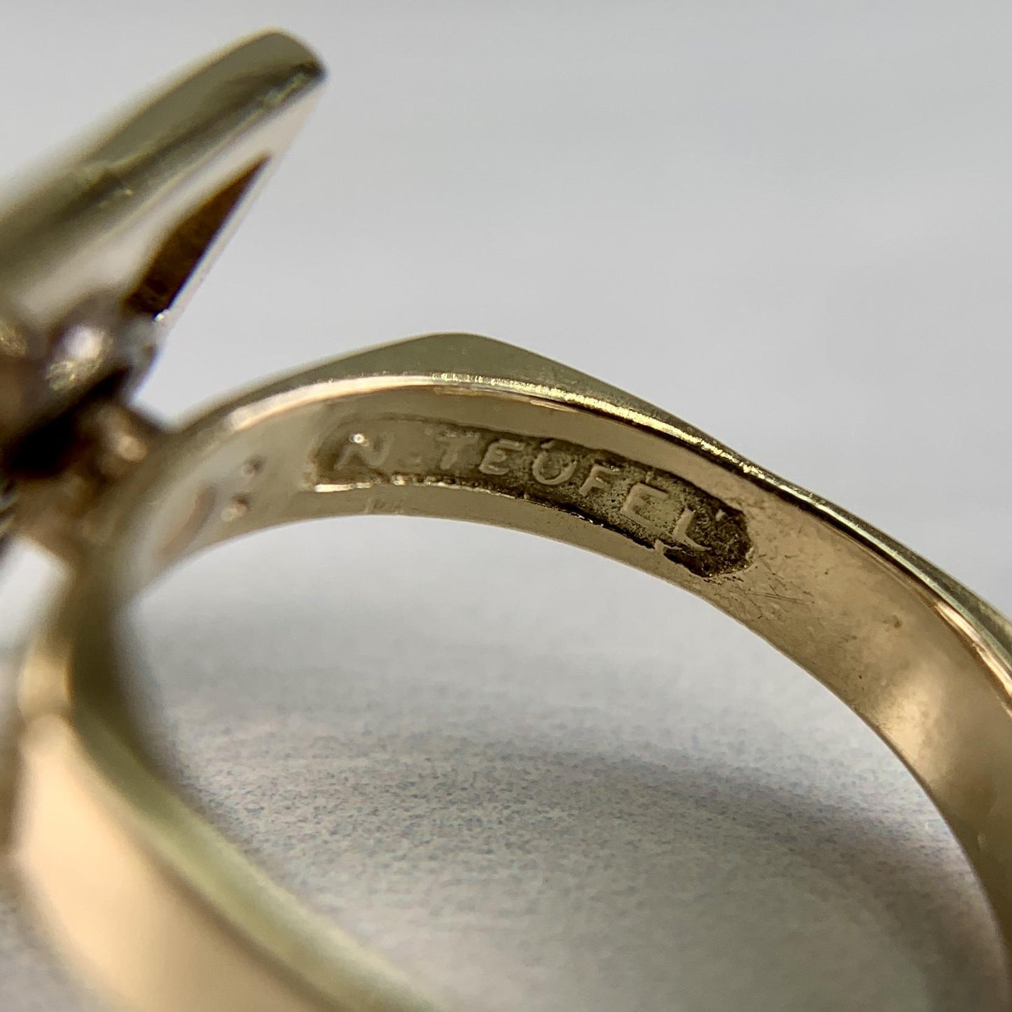 1975 Norman Teufel Kinetic Diamond Spinner Ring 14k Gold
