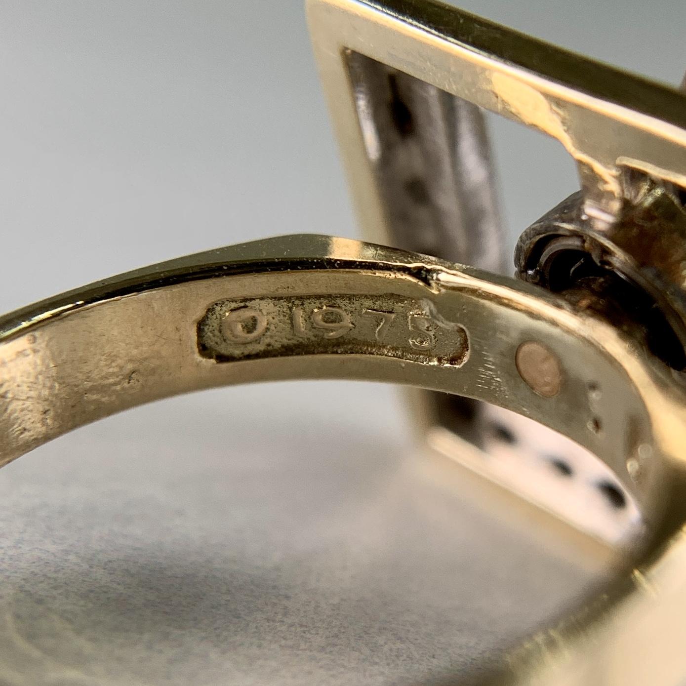 1975 Norman Teufel Kinetic Diamond Spinner Ring 14k Gold