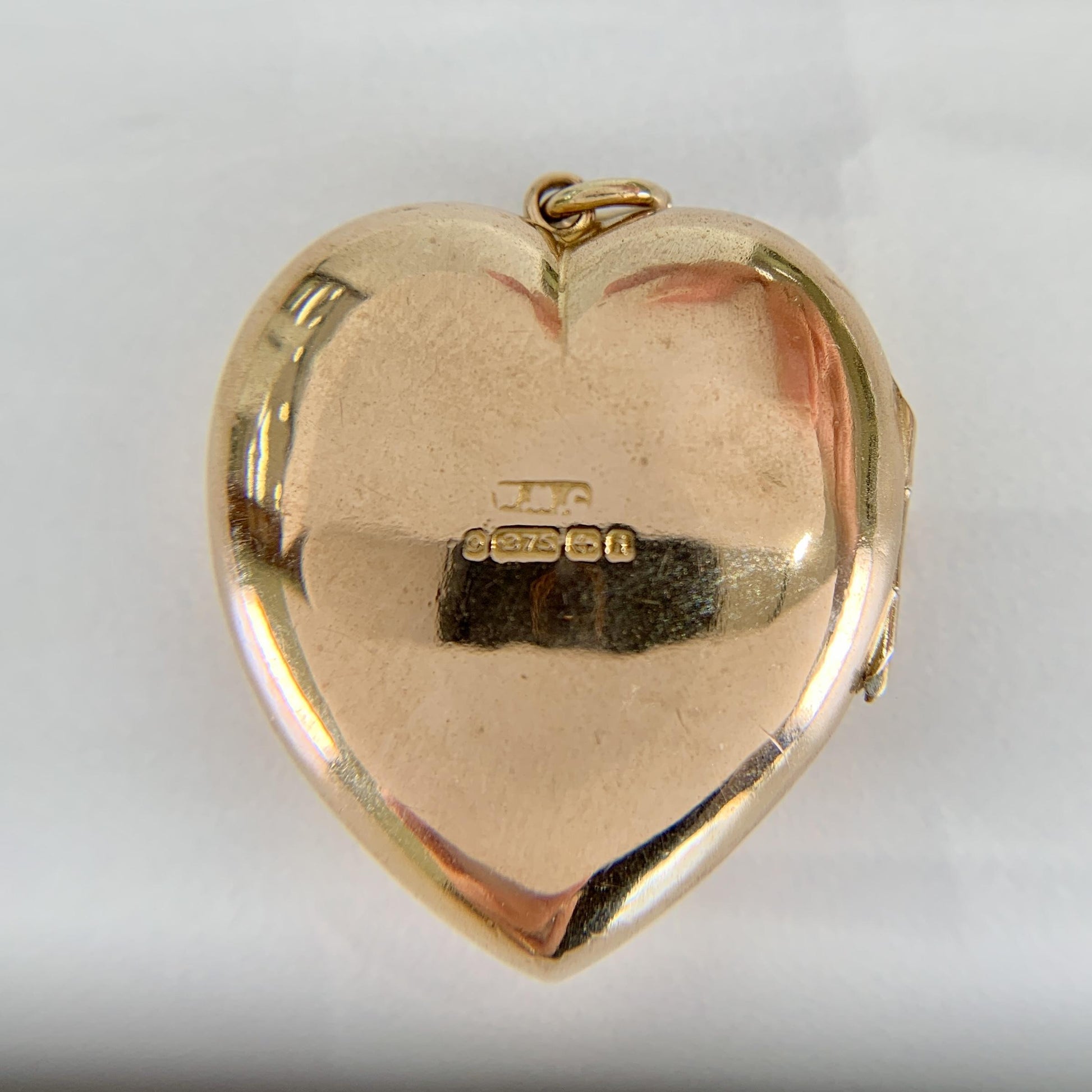 Antique 1908 Ruby and Diamond Sun & Crescent Moon Heart Locket Pendant 9k Gold
