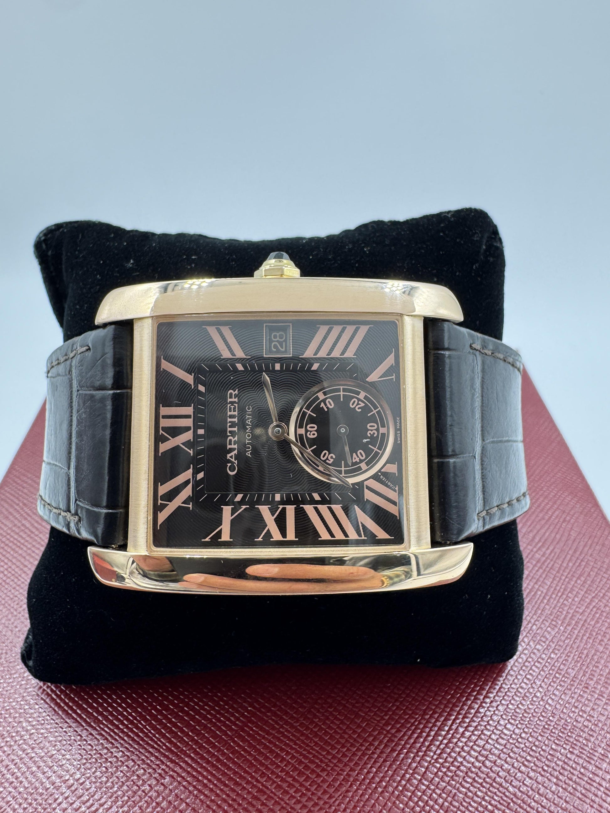 Cartier Tank MC Rose Gold Brown Dial Large Mens Watch