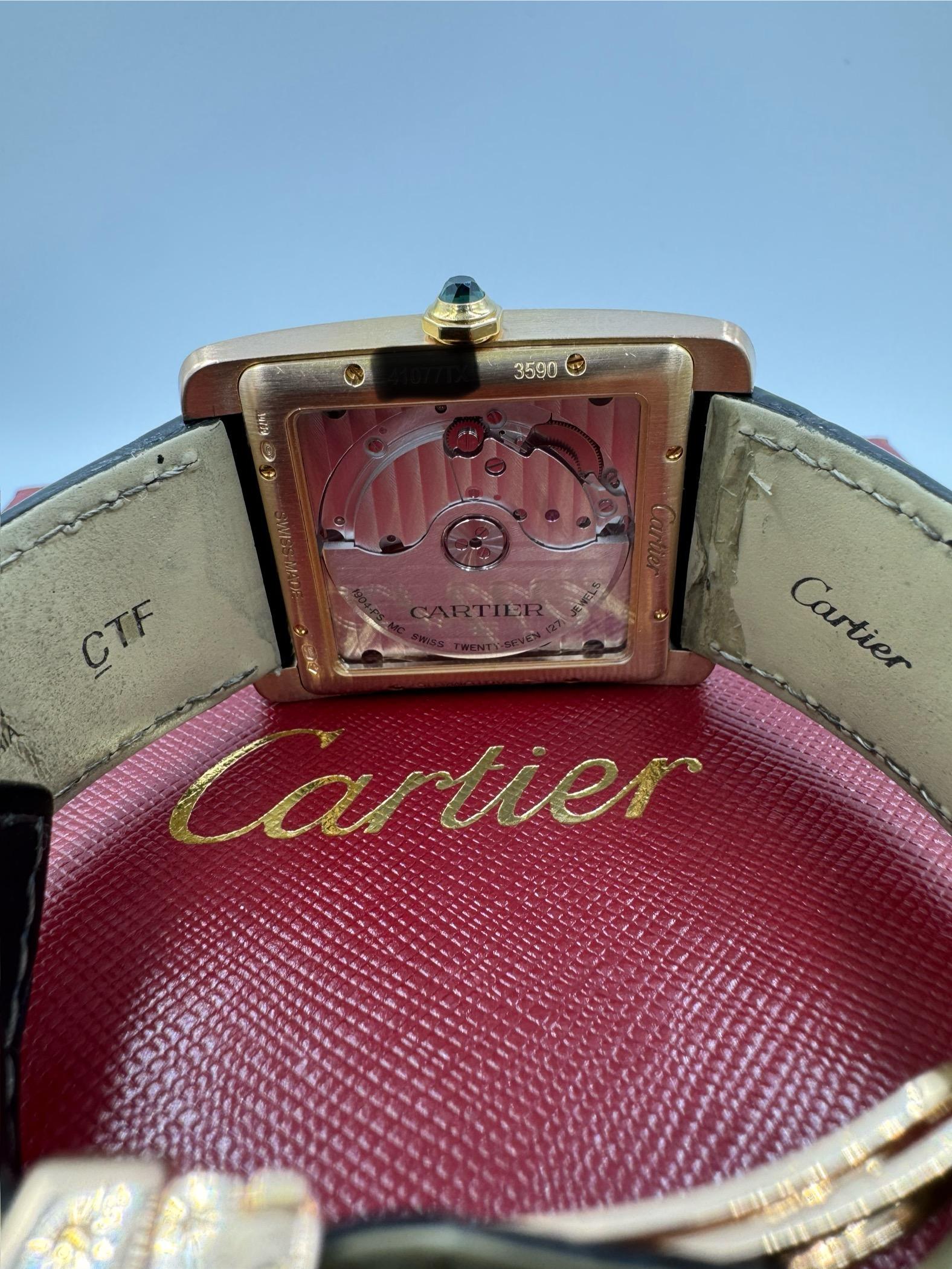 Cartier Tank MC Rose Gold Brown Dial Large Mens Watch