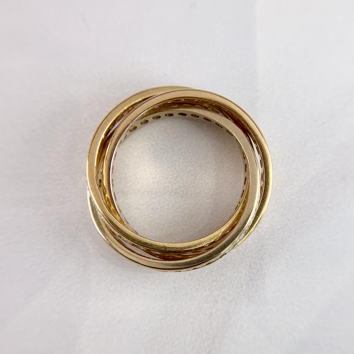 Diamond Eternity Tri-Gold Rolling Band Rings 18k Gold