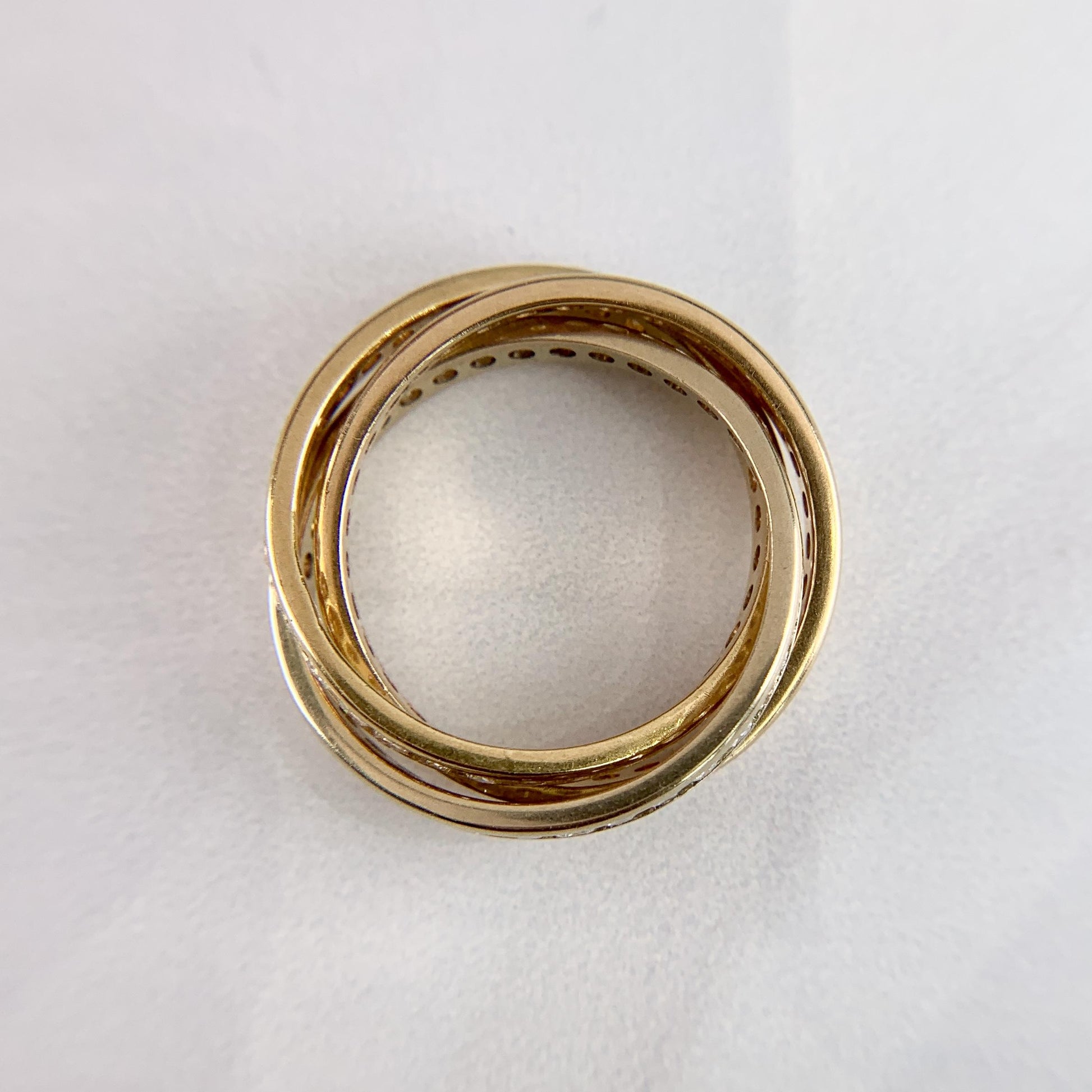 Diamond Eternity Tri-Gold Rolling Band Rings 18k Gold