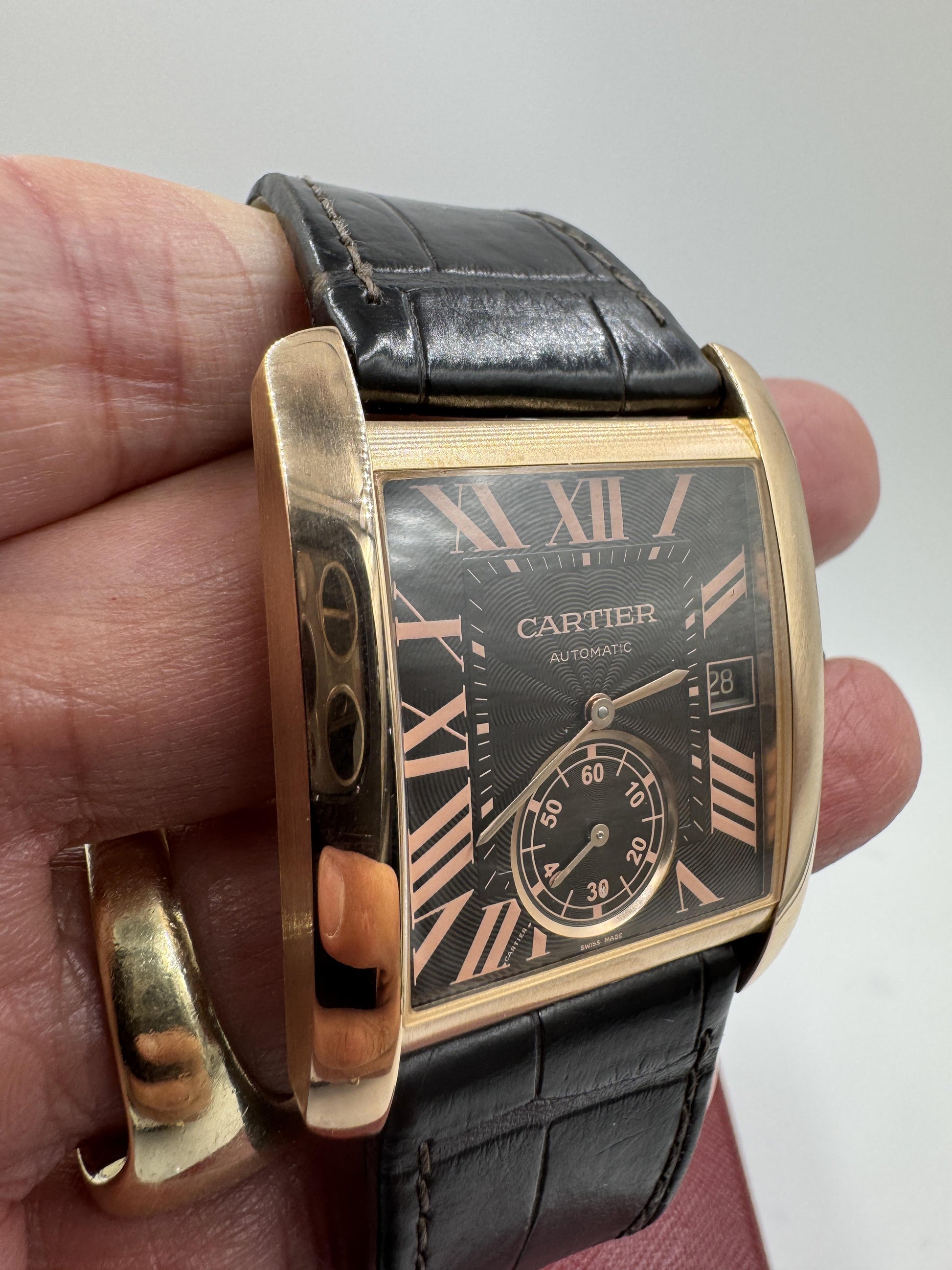 Cartier Tank MC Rose Gold Brown Dial Large Mens Watch