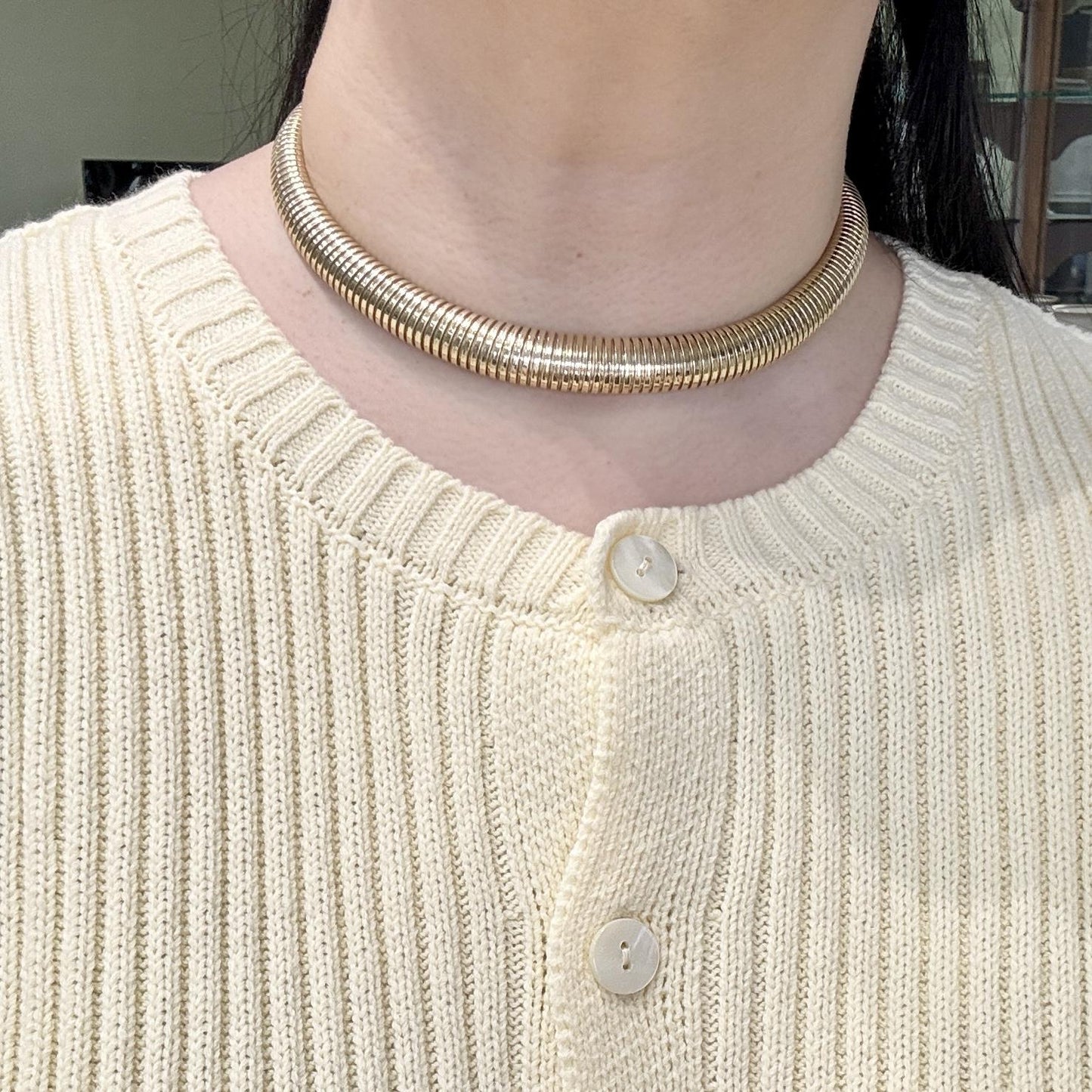 Vintage 1970's Tubogas Necklace 14k Yellow Gold