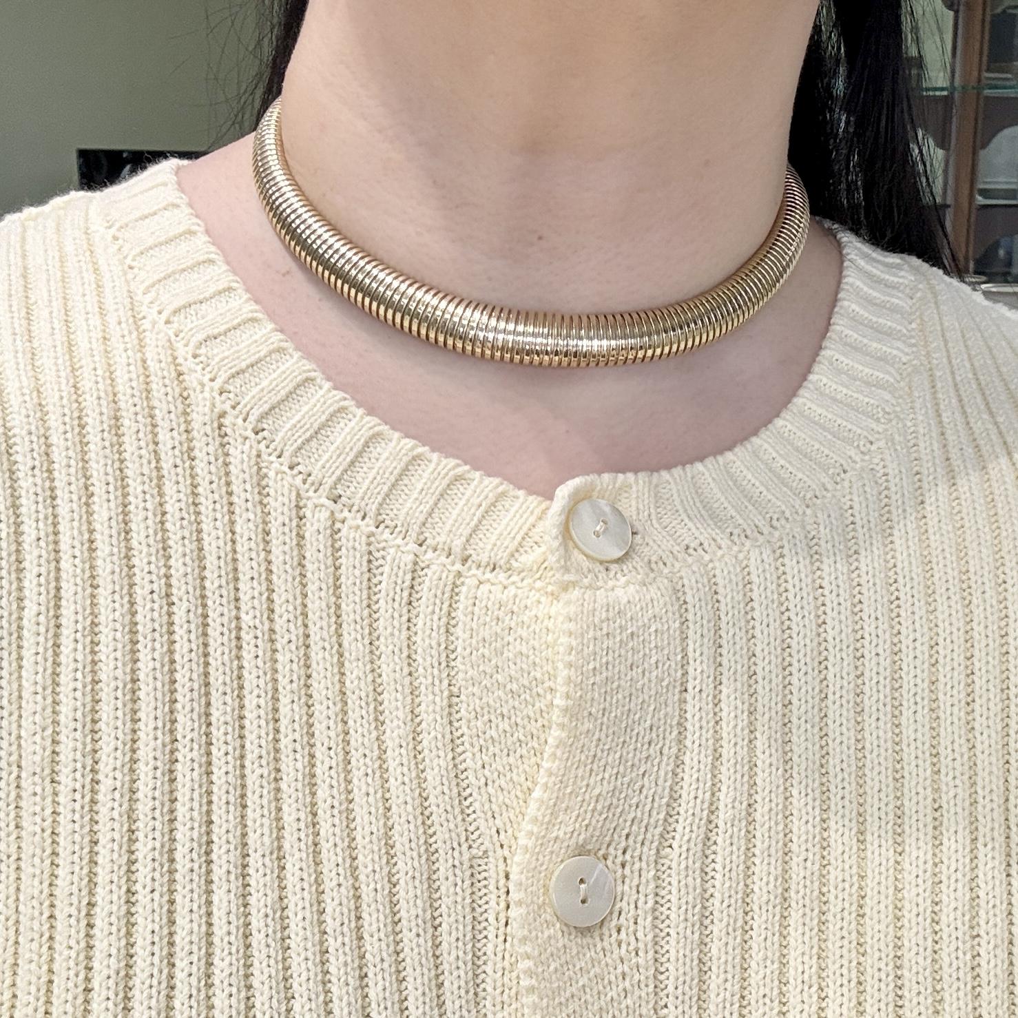 Vintage 1970's Tubogas Necklace 14k Yellow Gold