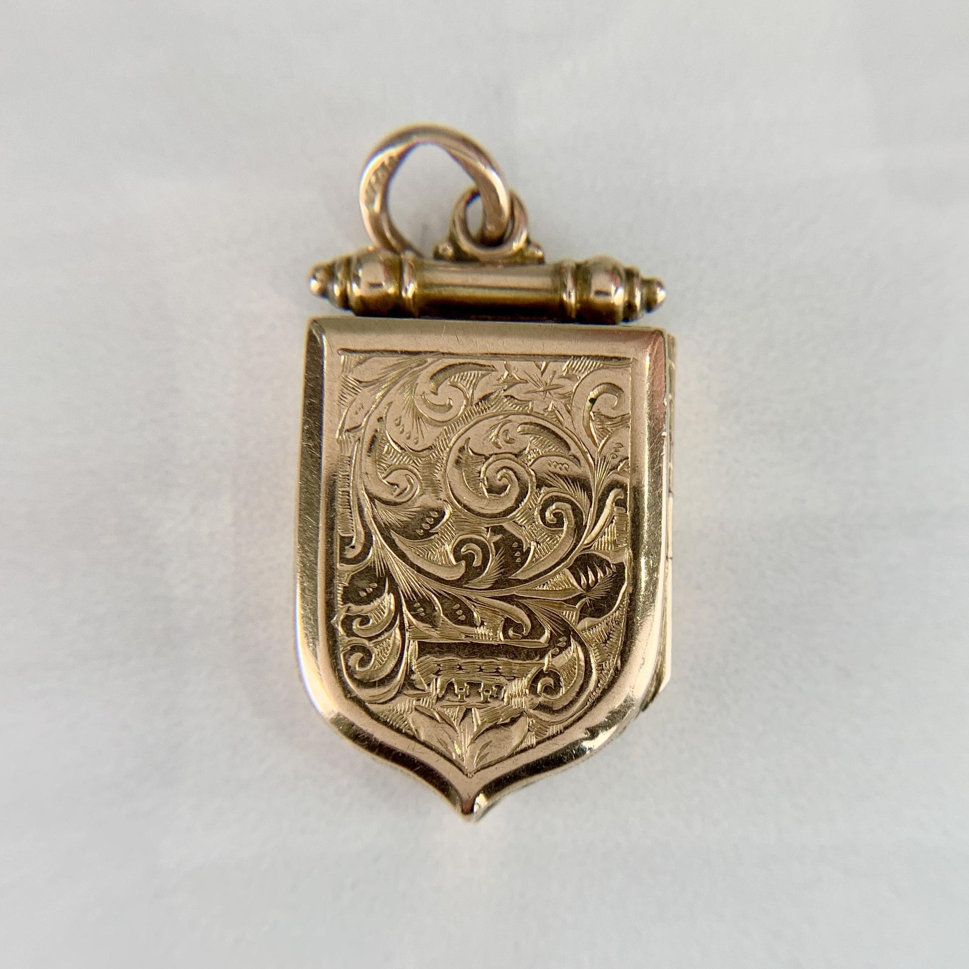 Antique Victorian Shield Locket Pendant 9k Yellow Gold