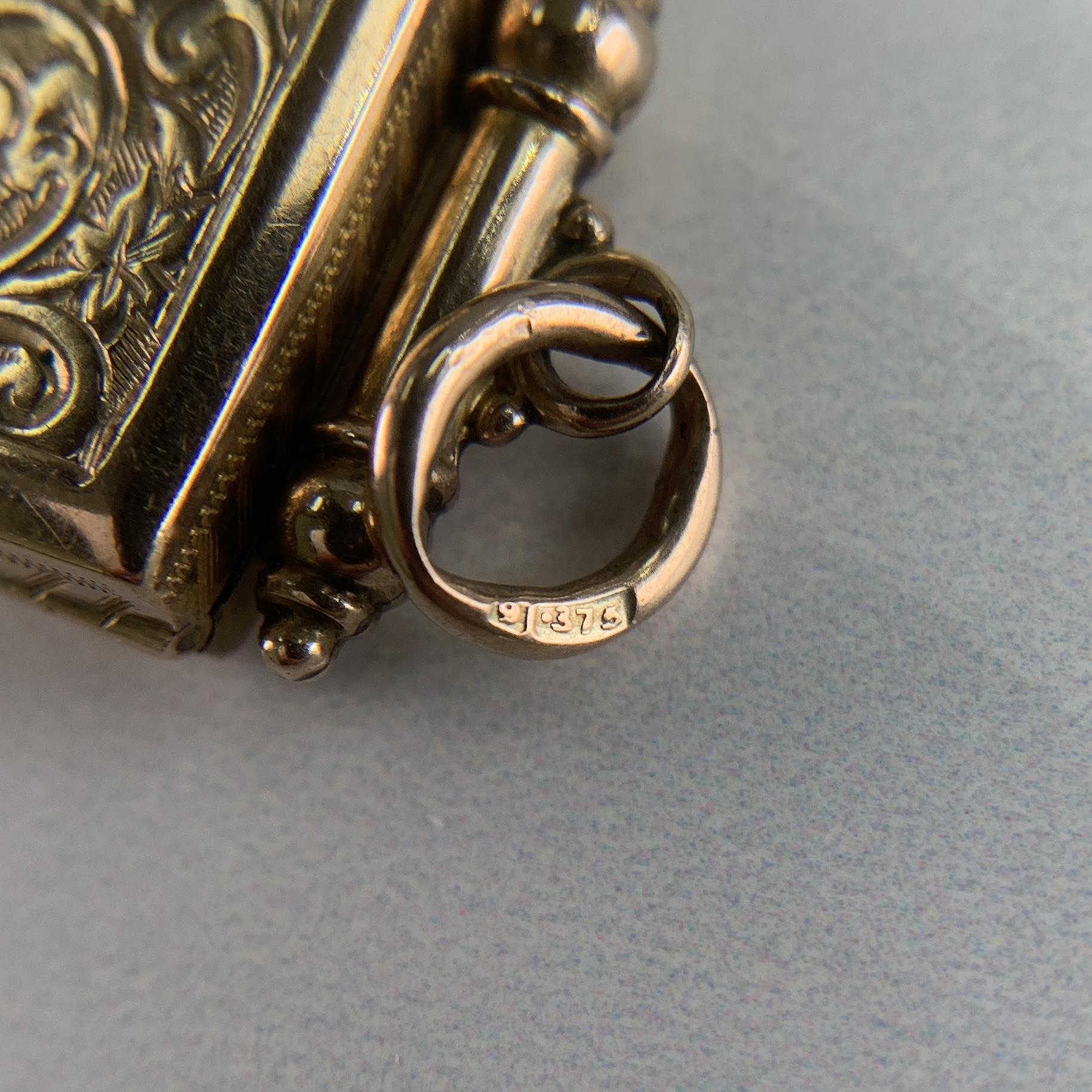Antique Victorian Shield Locket Pendant 9k Yellow Gold