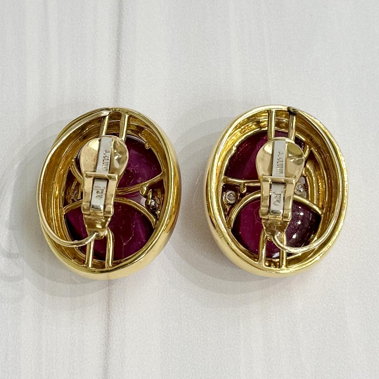 1980's Andrew Clunn Tourmaline and Diamond Statement Earrings 18k Yellow Gold