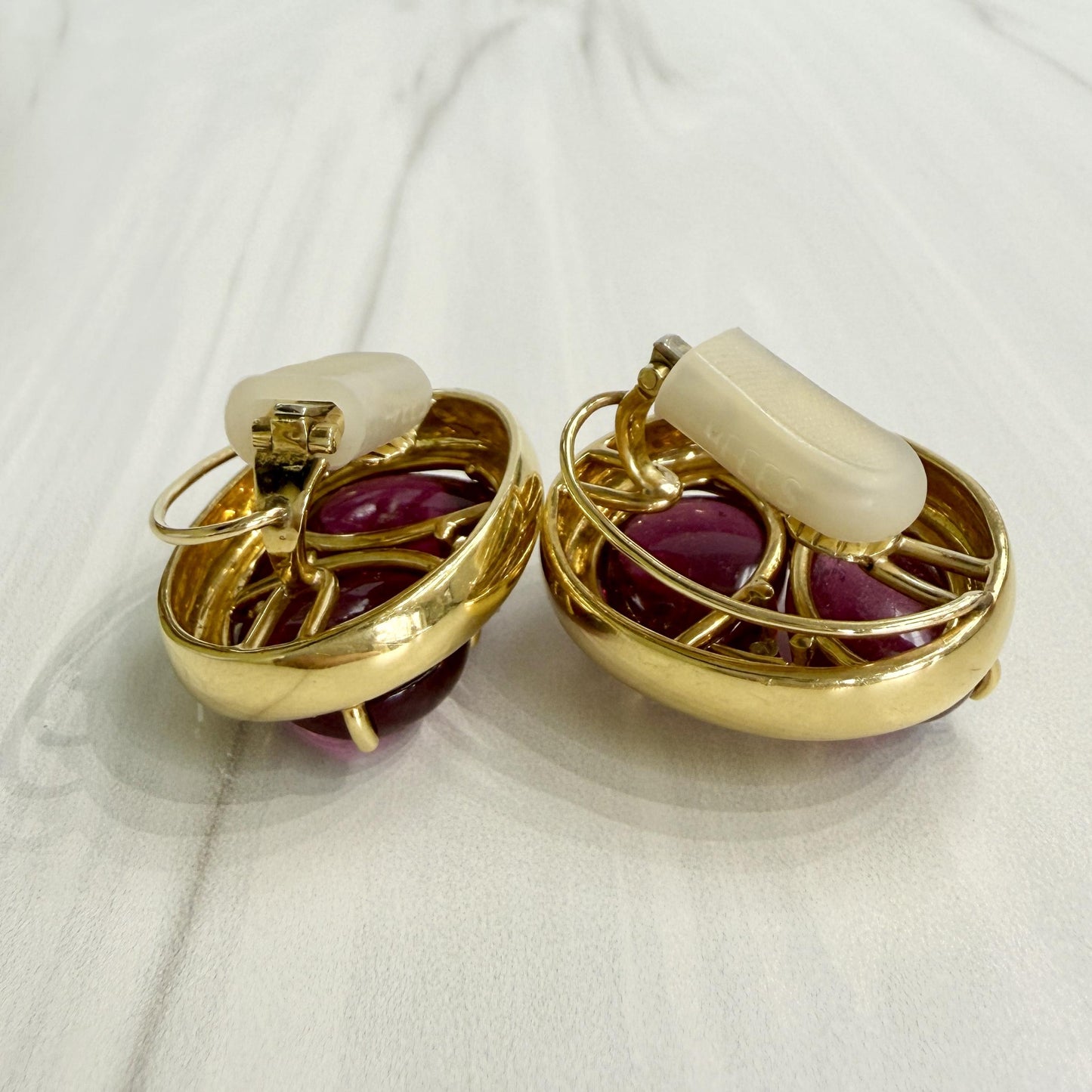1980's Andrew Clunn Tourmaline and Diamond Statement Earrings 18k Yellow Gold