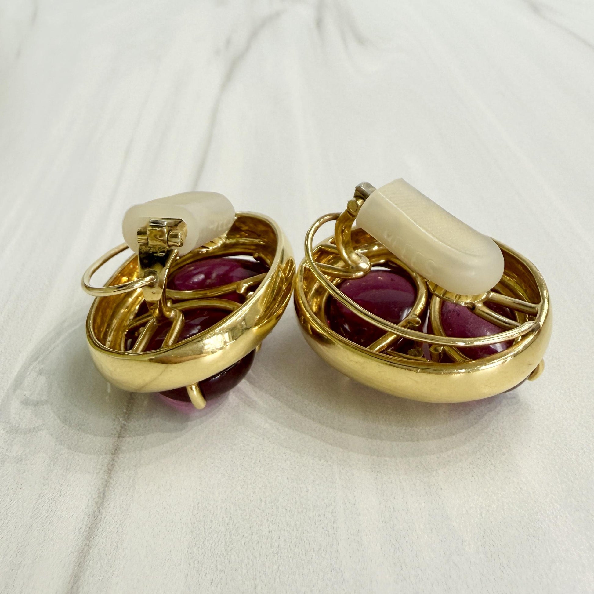 1980's Andrew Clunn Tourmaline and Diamond Statement Earrings 18k Yellow Gold