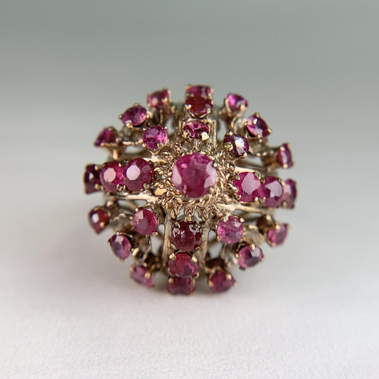 Vintage Princess Thai Ruby Dome ring 14k Yellow Gold