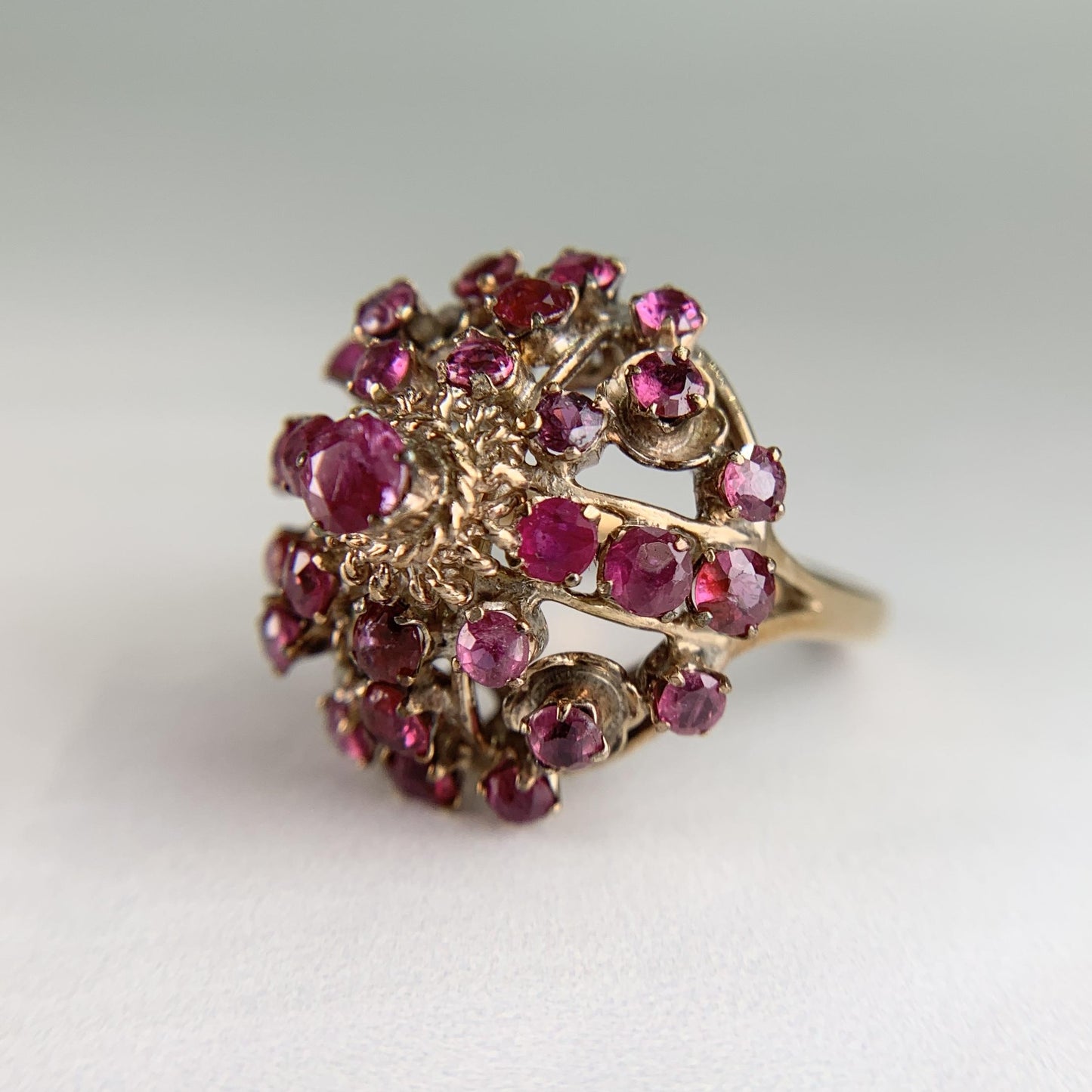 Vintage Princess Thai Ruby Dome ring 14k Yellow Gold