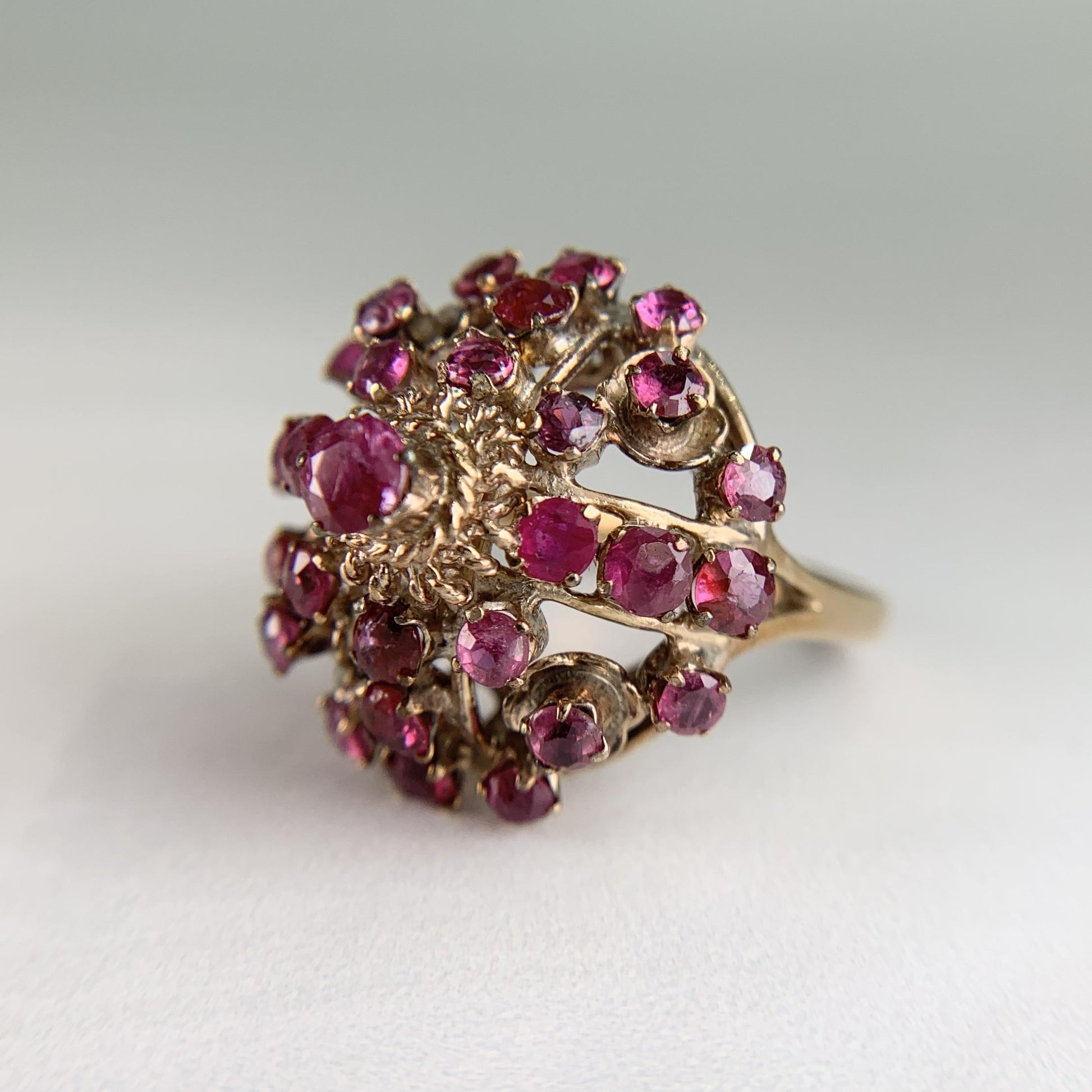 Vintage Princess Thai Ruby Dome ring 14k Yellow Gold