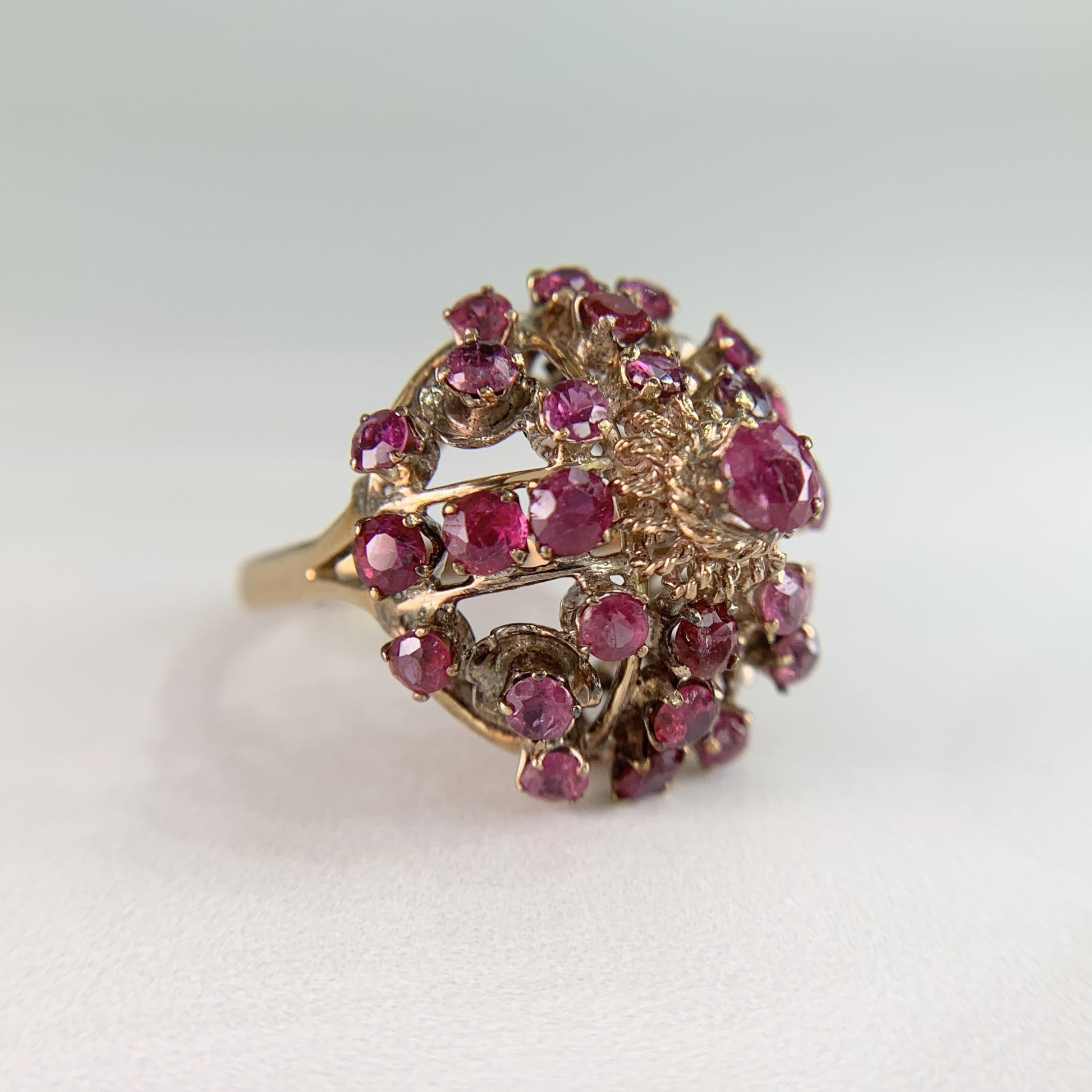 Vintage Princess Thai Ruby Dome ring 14k Yellow Gold