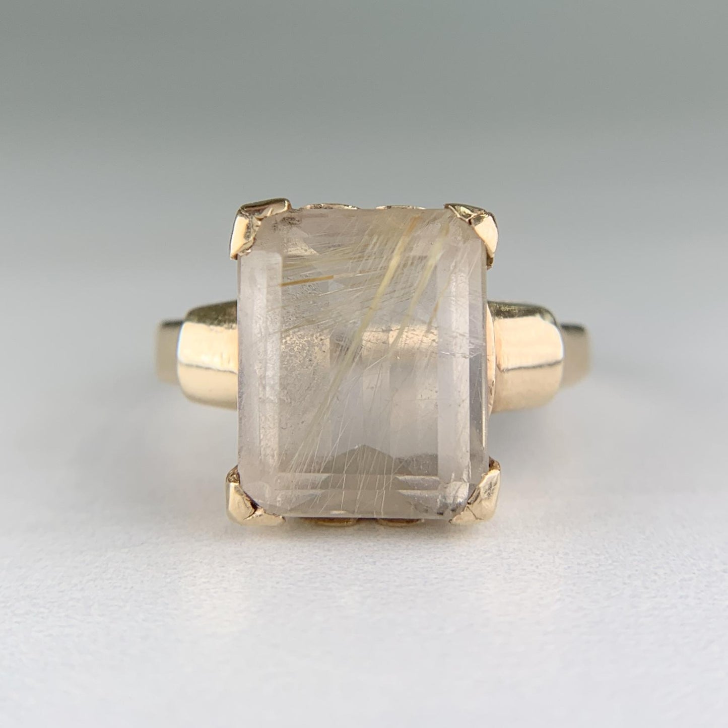 Vintage Rutilated Quartz Ring 10k Yellow Gold