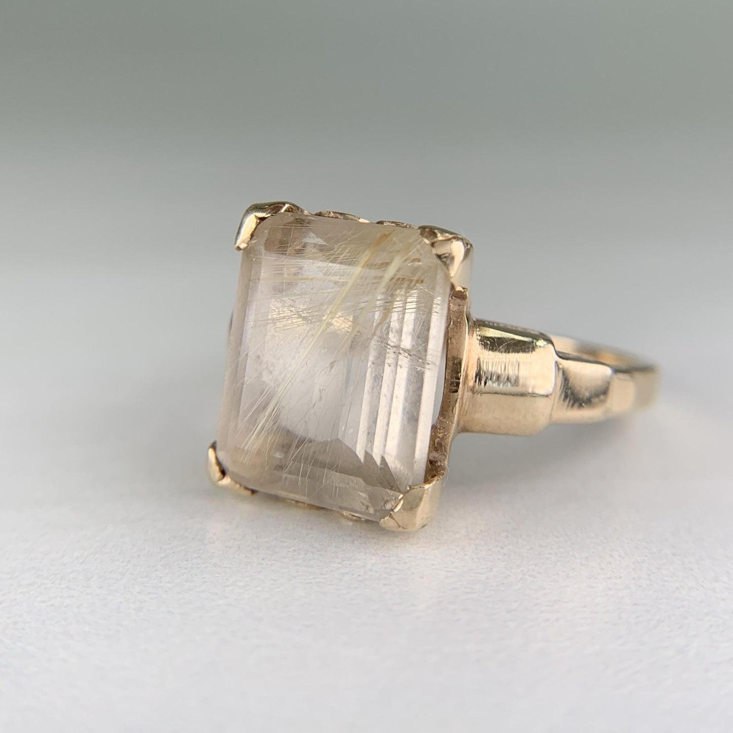 Vintage Rutilated Quartz Ring 10k Yellow Gold