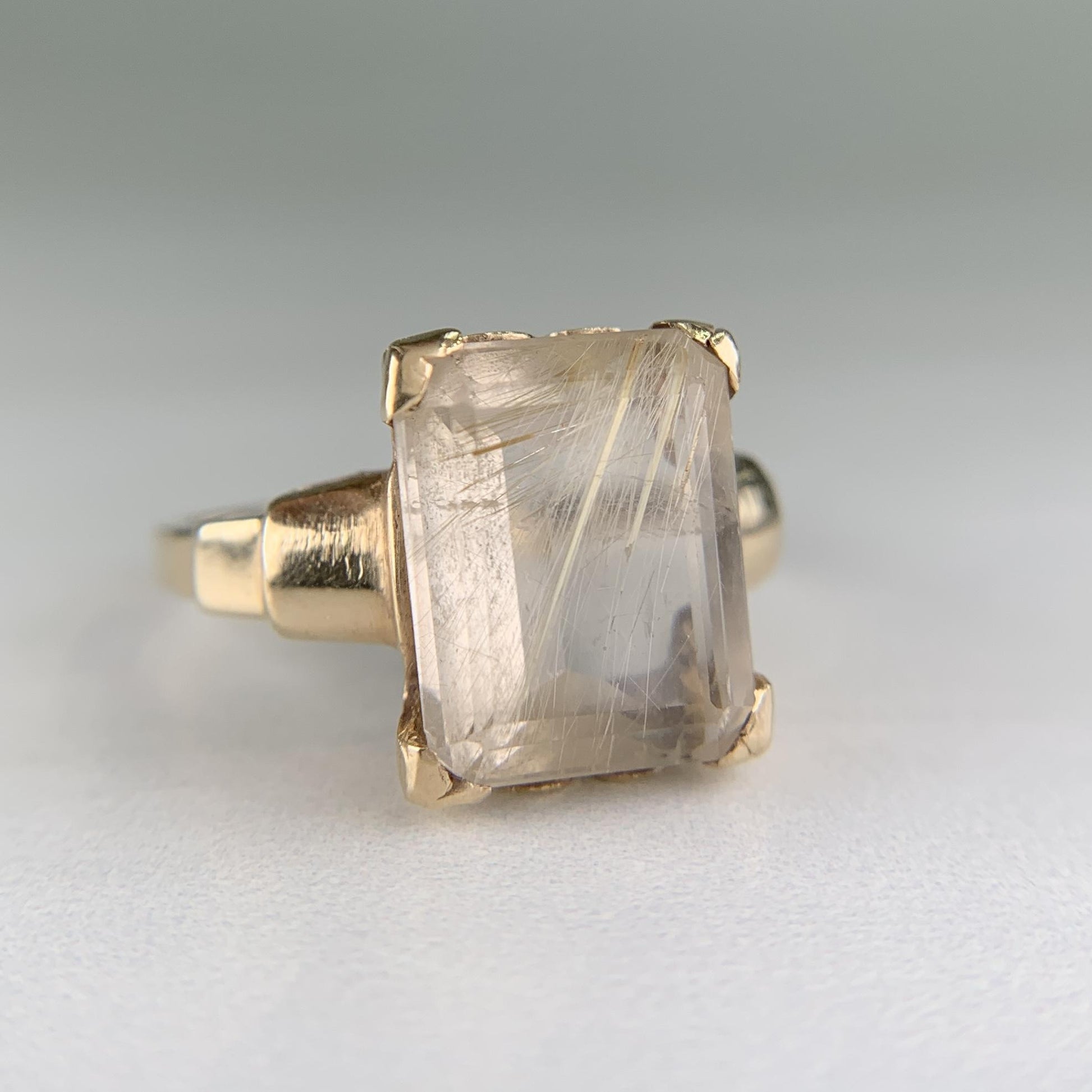 Vintage Rutilated Quartz Ring 10k Yellow Gold