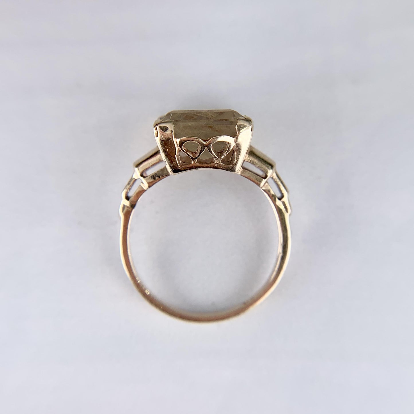 Vintage Rutilated Quartz Ring 10k Yellow Gold