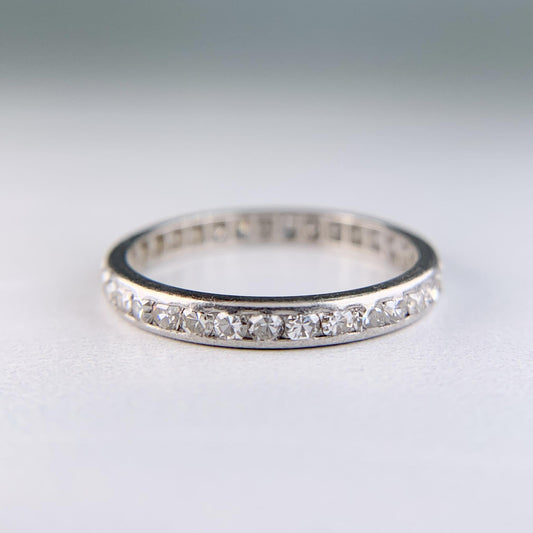 Art Deco Single Cut Diamond Eternity Band Ring Platinum