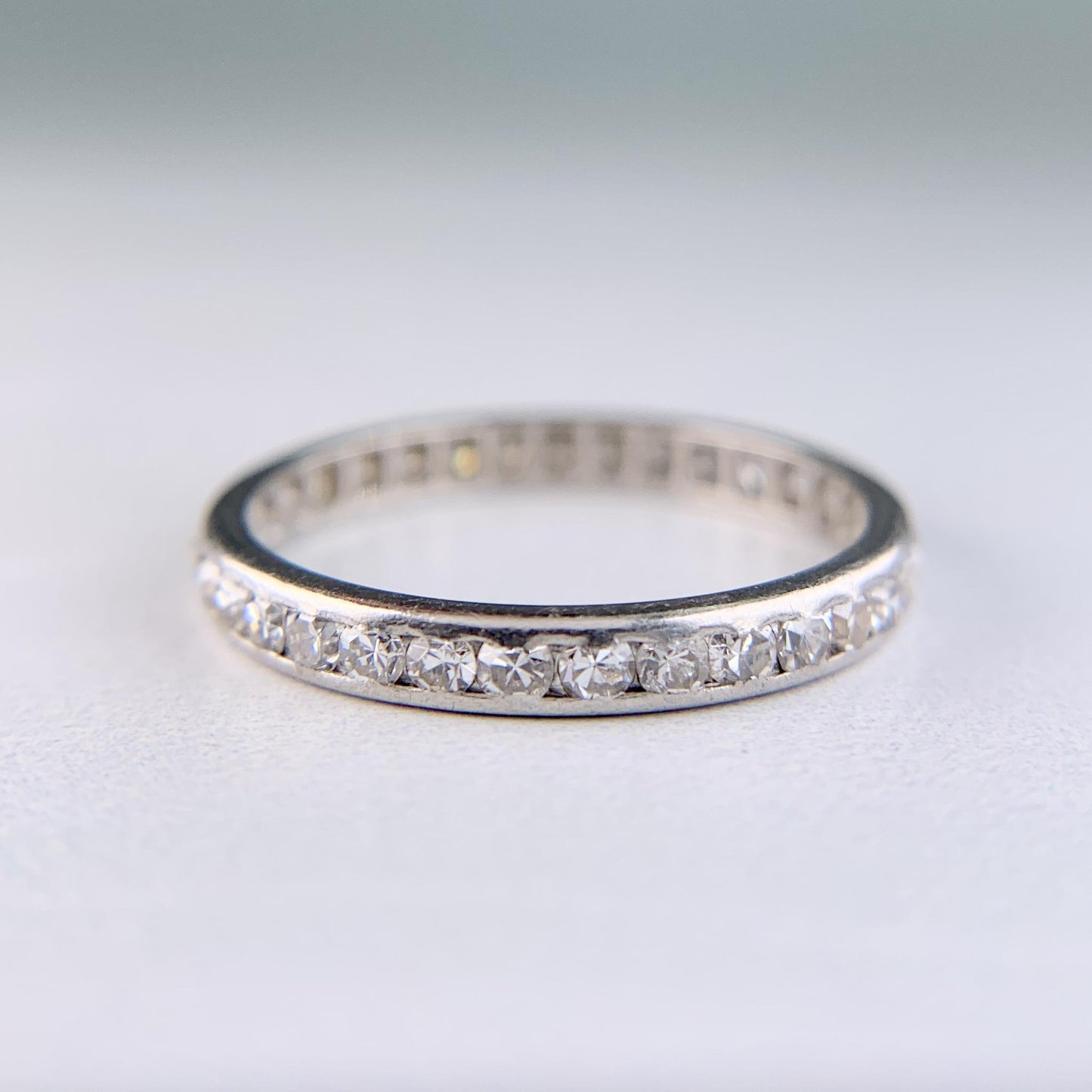 Art Deco Single Cut Diamond Eternity Band Ring Platinum